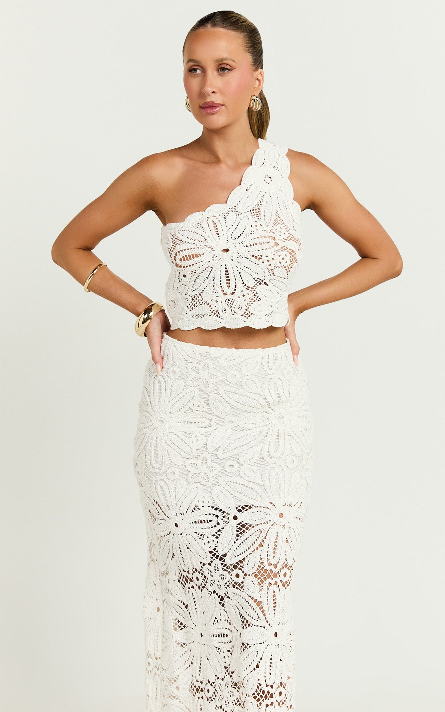 Charlene Top - Crochet One Shoulder Top in White