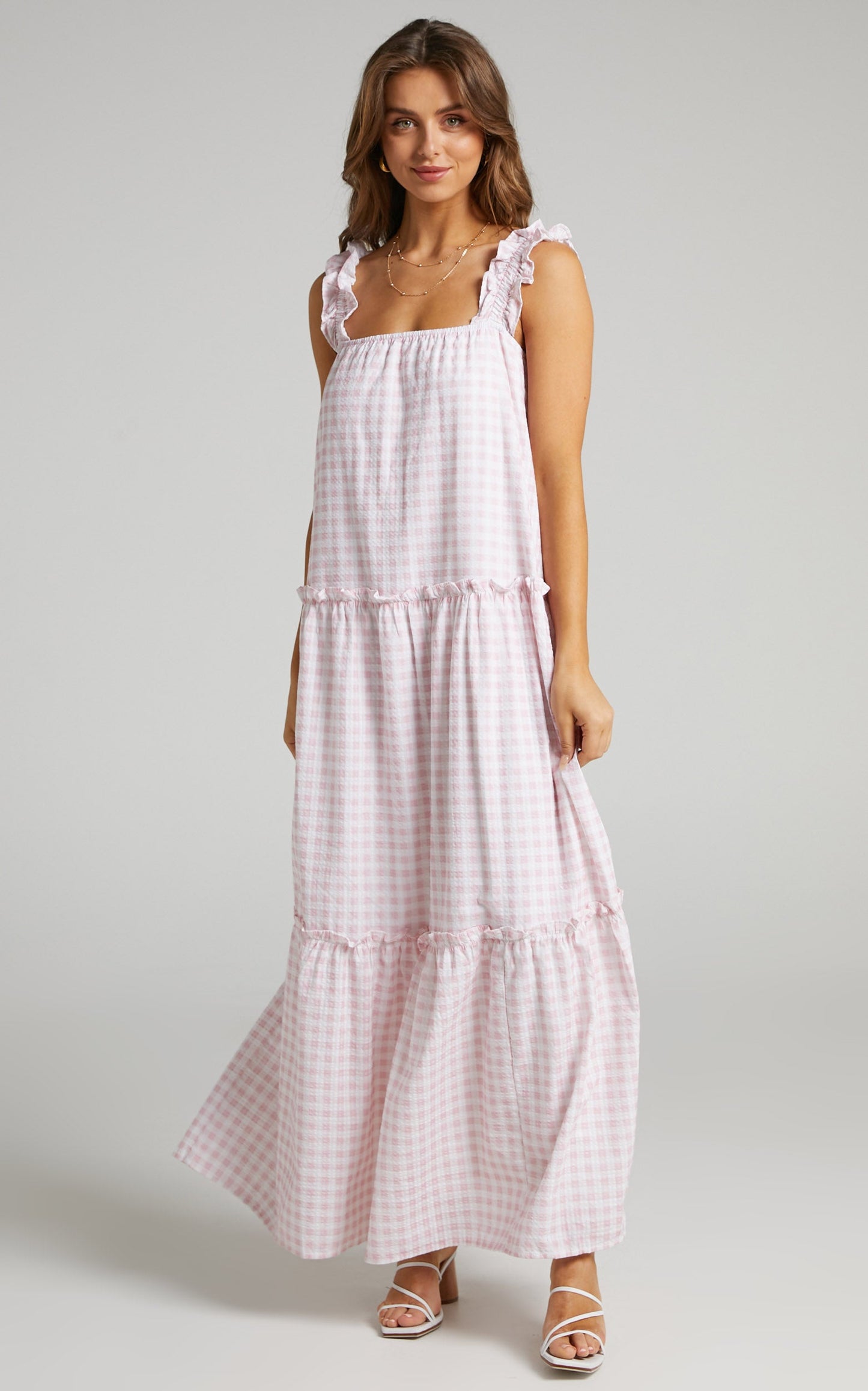 Charlie Holiday - Lottie Maxi Dress in Pink Gingham