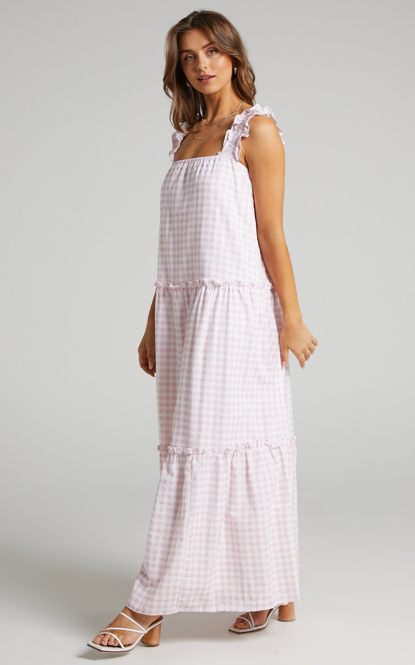 Charlie Holiday - Lottie Maxi Dress in Pink Gingham