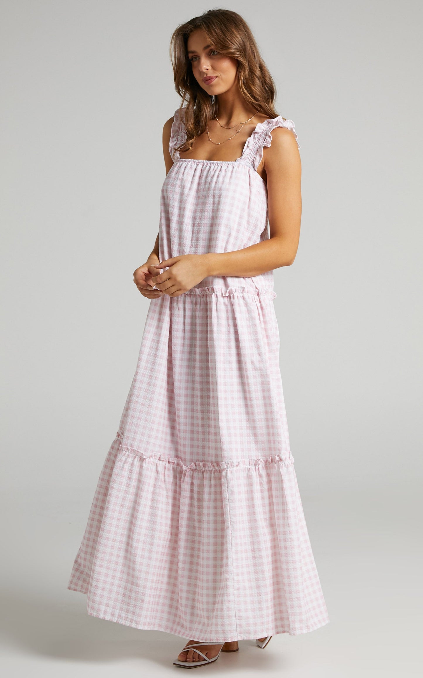 Charlie Holiday - Lottie Maxi Dress in Pink Gingham