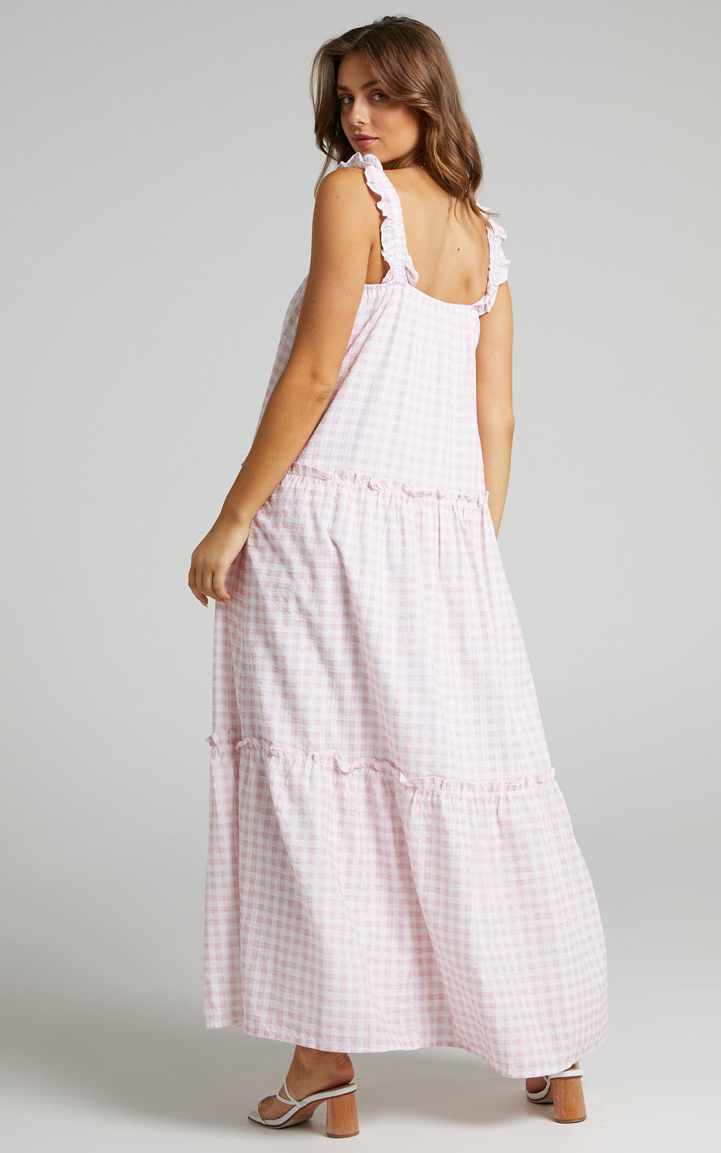 Charlie Holiday - Lottie Maxi Dress in Pink Gingham