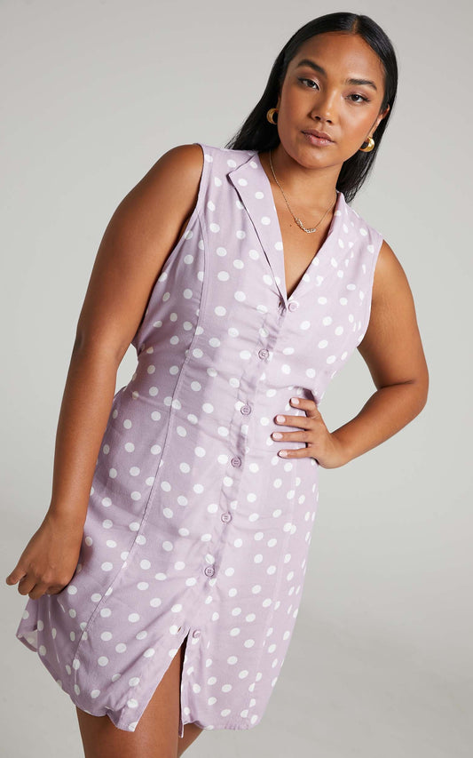 Charlie Holiday - Maya Dress in Lilac Spot