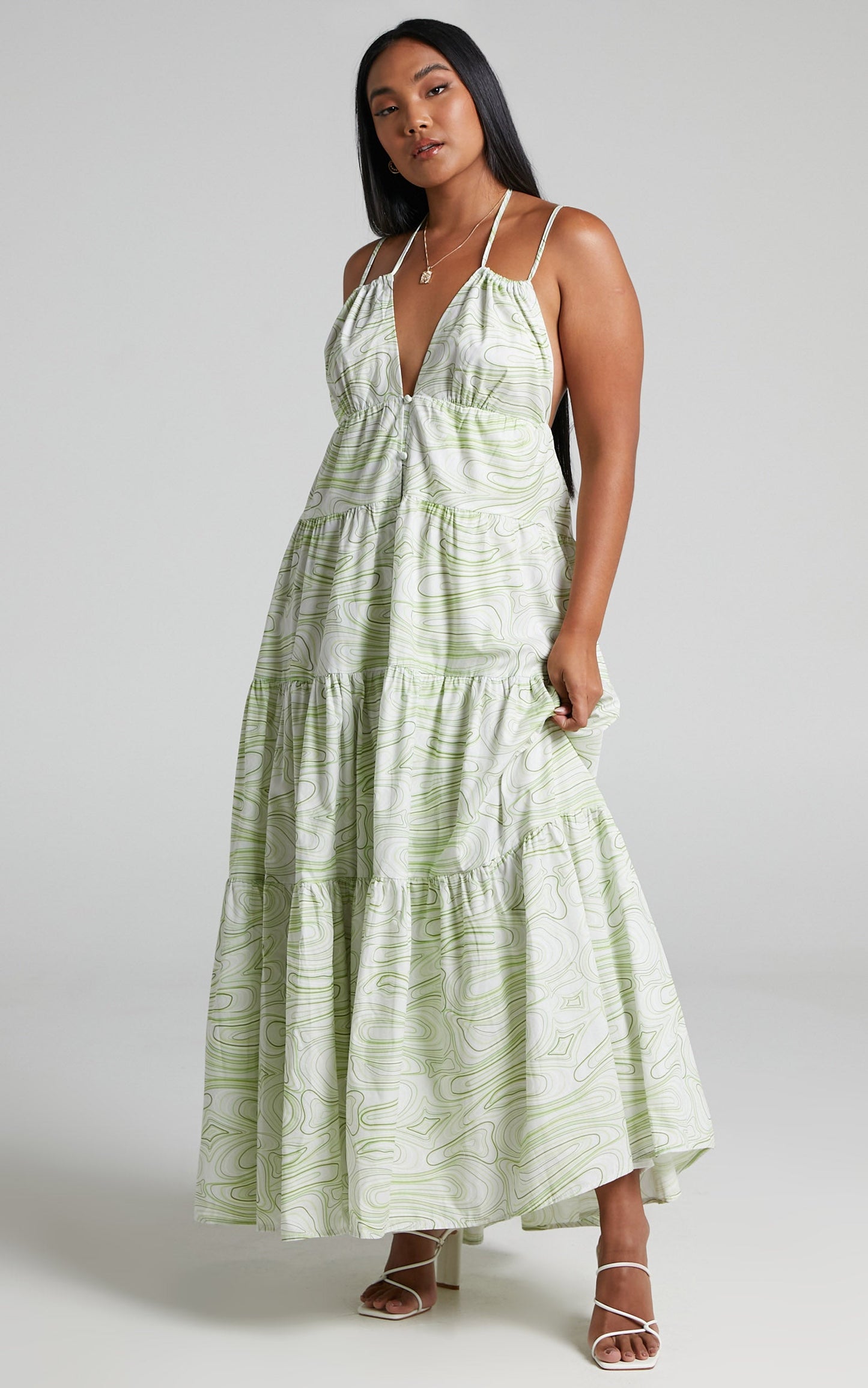 Charlie Holiday - Pricilla Maxi Dress in Abstract Wave