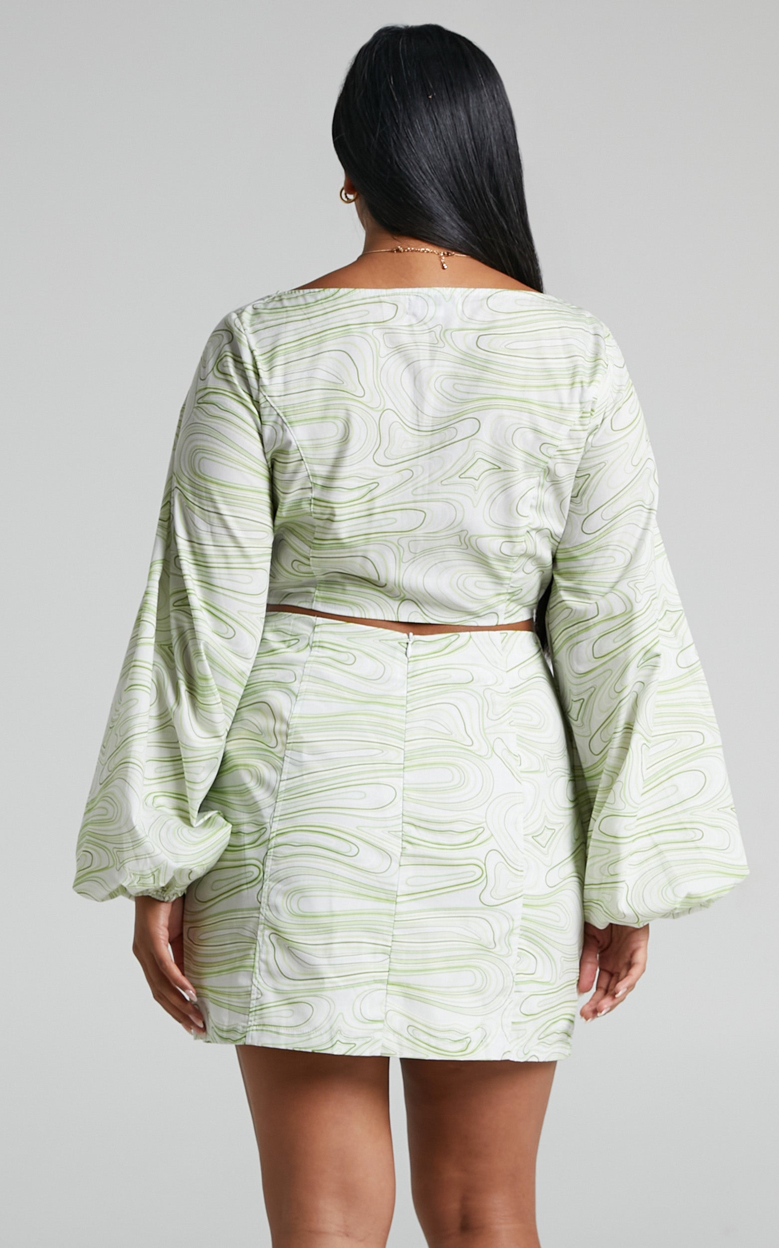 Charlie Holiday - Pricilla Mini Skirt in Abstract Wave