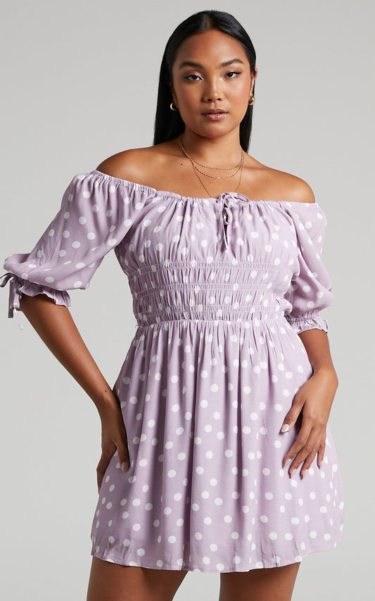 Charlie Holiday - Valentine Dress in Lilac Spot