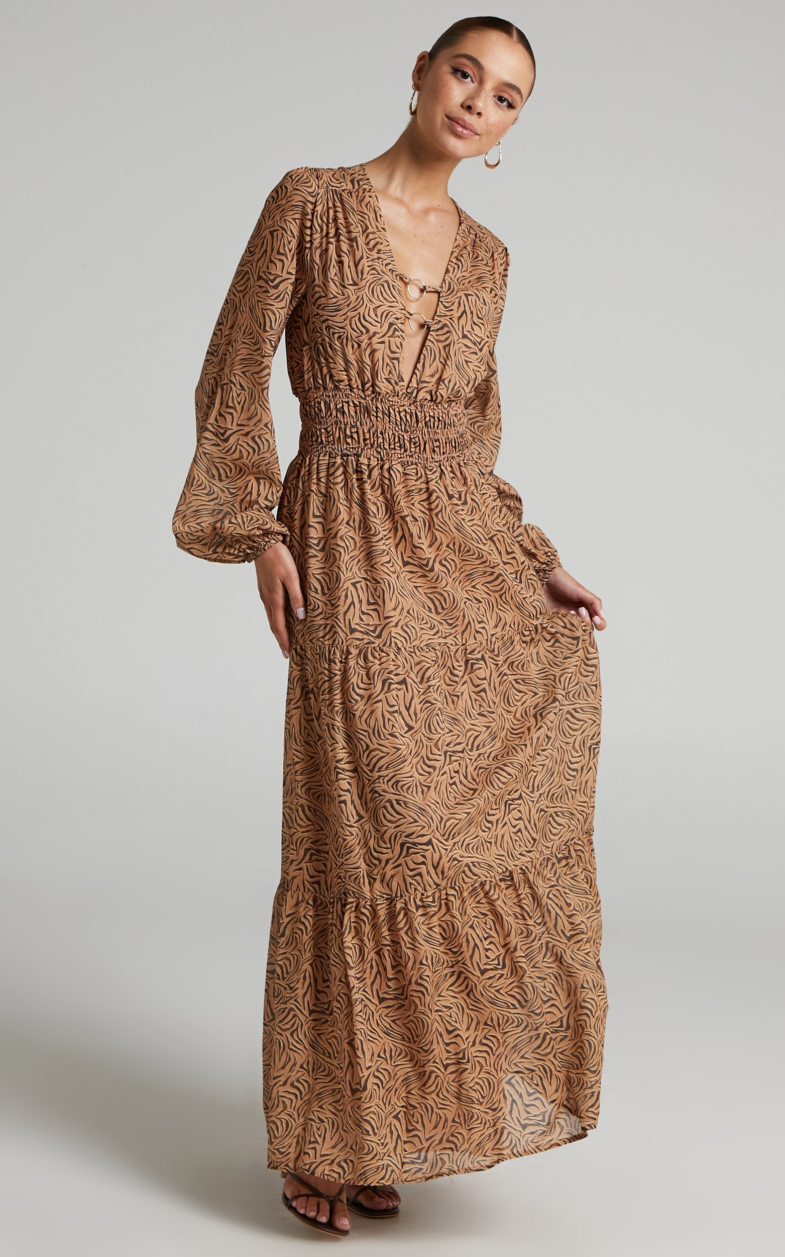 Charlie Holiday - Whitney maxi dress in Abstract Animal