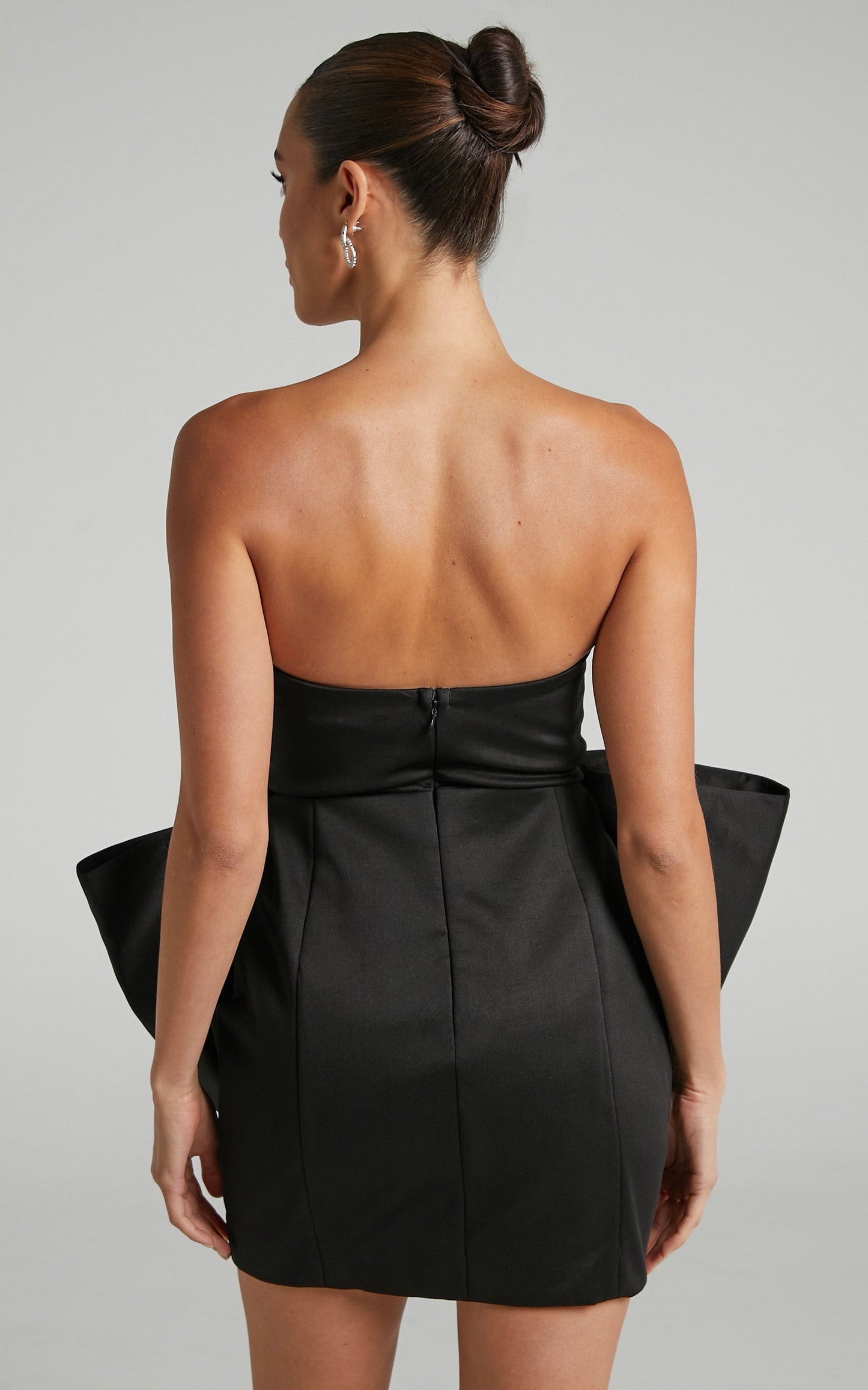 Charmilla Mini Dress - Strapless Bow Front Dress in Black