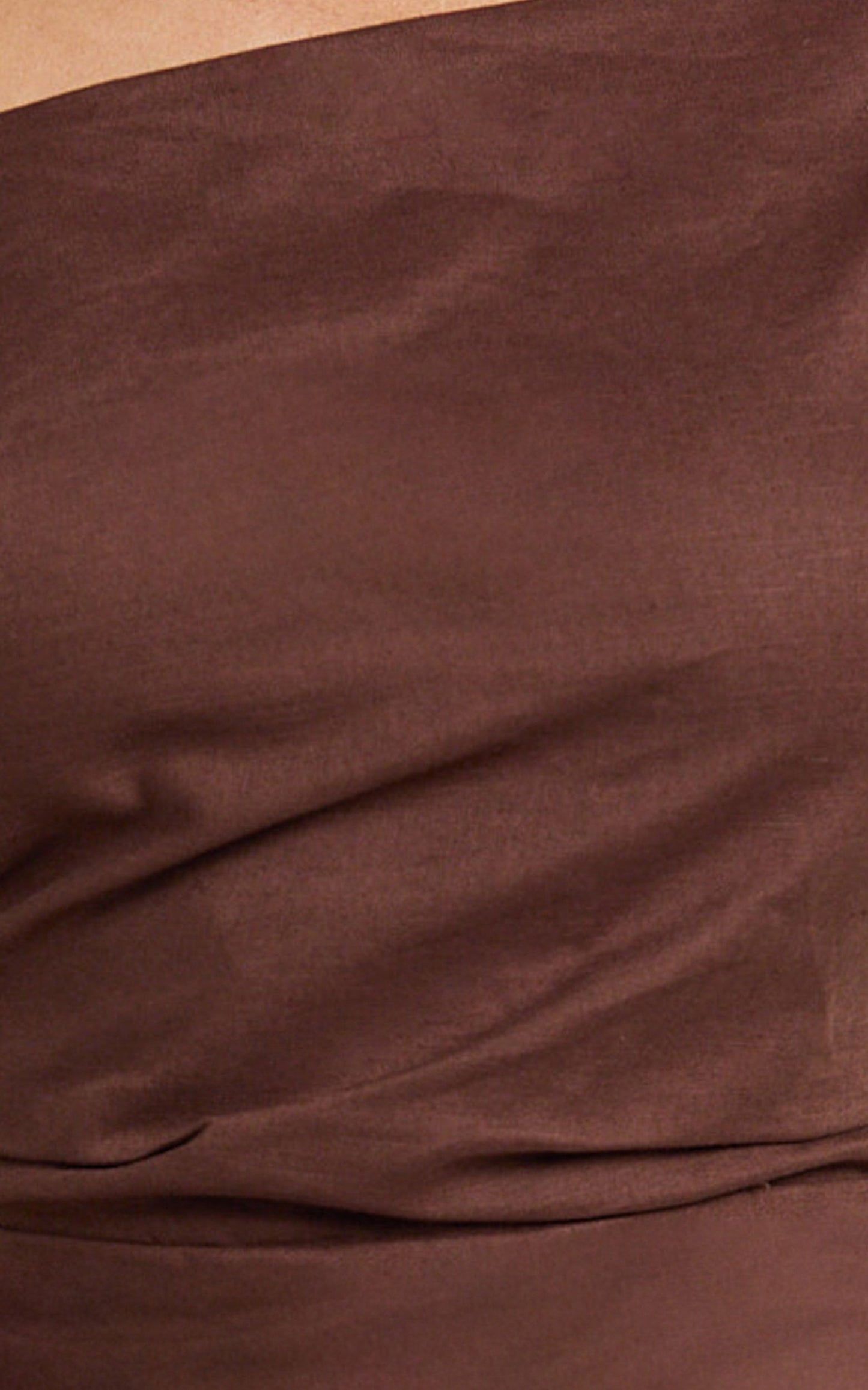 Cincinnati Midi Dress - Off The Shoulder Side Split Column Linen Dress in Chocolate