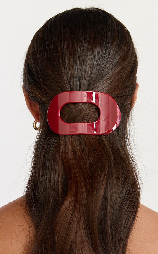 Claire Hair Clip - Oval Hair Clip in Red