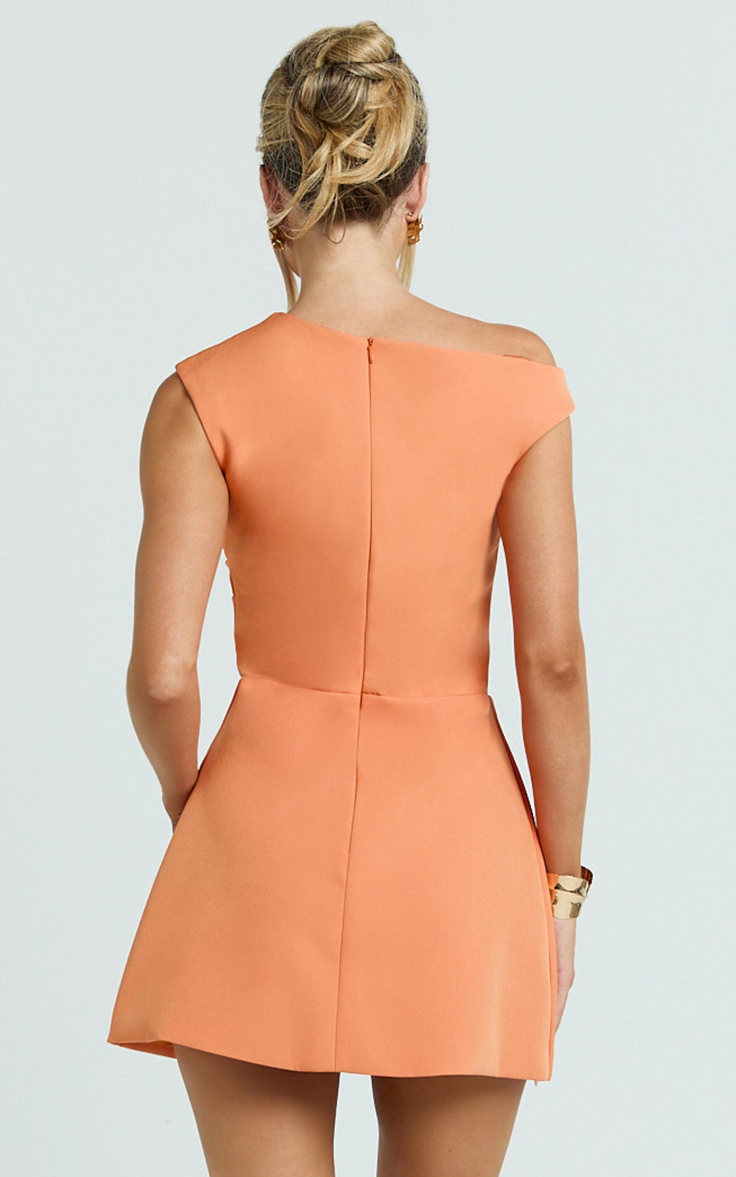 Claire Mini Dress - Tipped Shoulder Tulip Skirt Dress in Sherbet