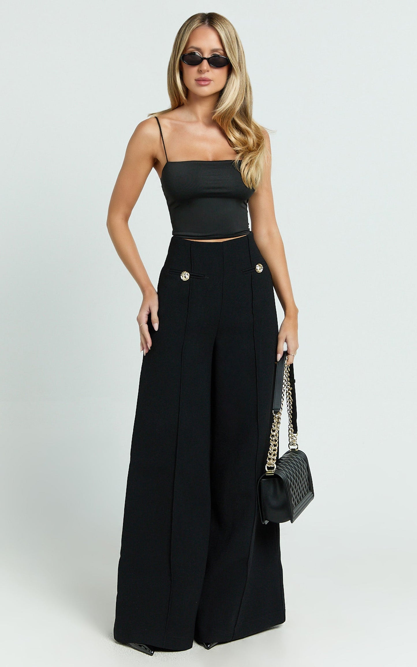 Clara Pants - High Waisted Wide Leg Pants in Black