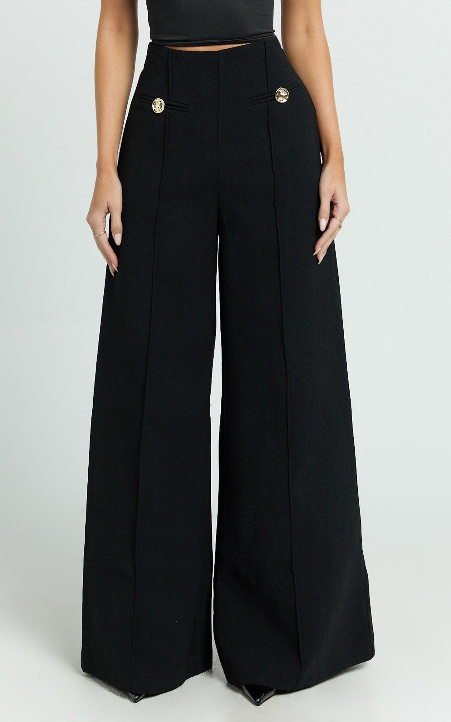 Clara Pants - High Waisted Wide Leg Pants in Black