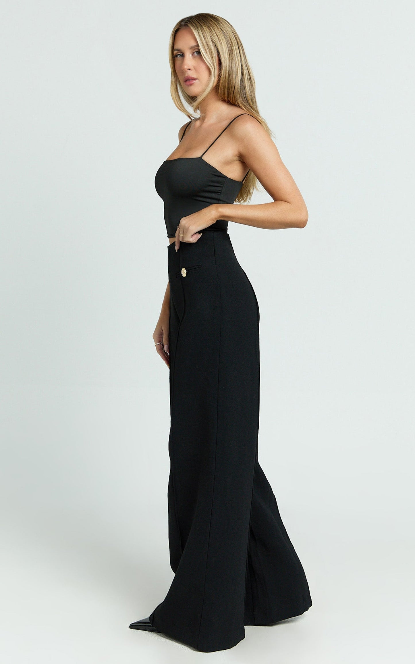 Clara Pants - High Waisted Wide Leg Pants in Black