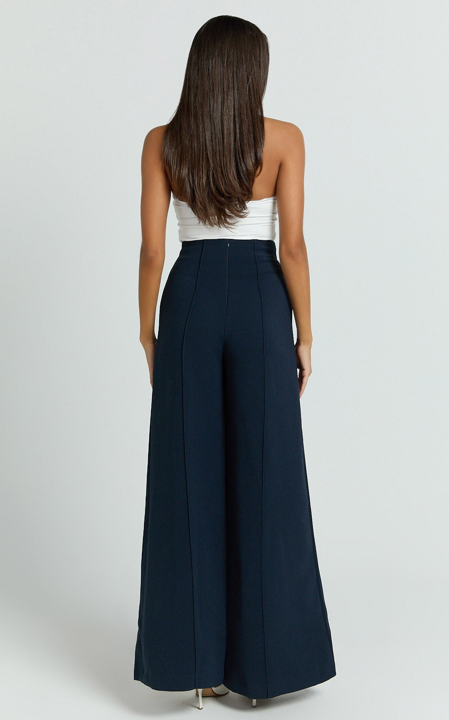 Clara Pants - High Waisted Wide Leg Pants in Navy