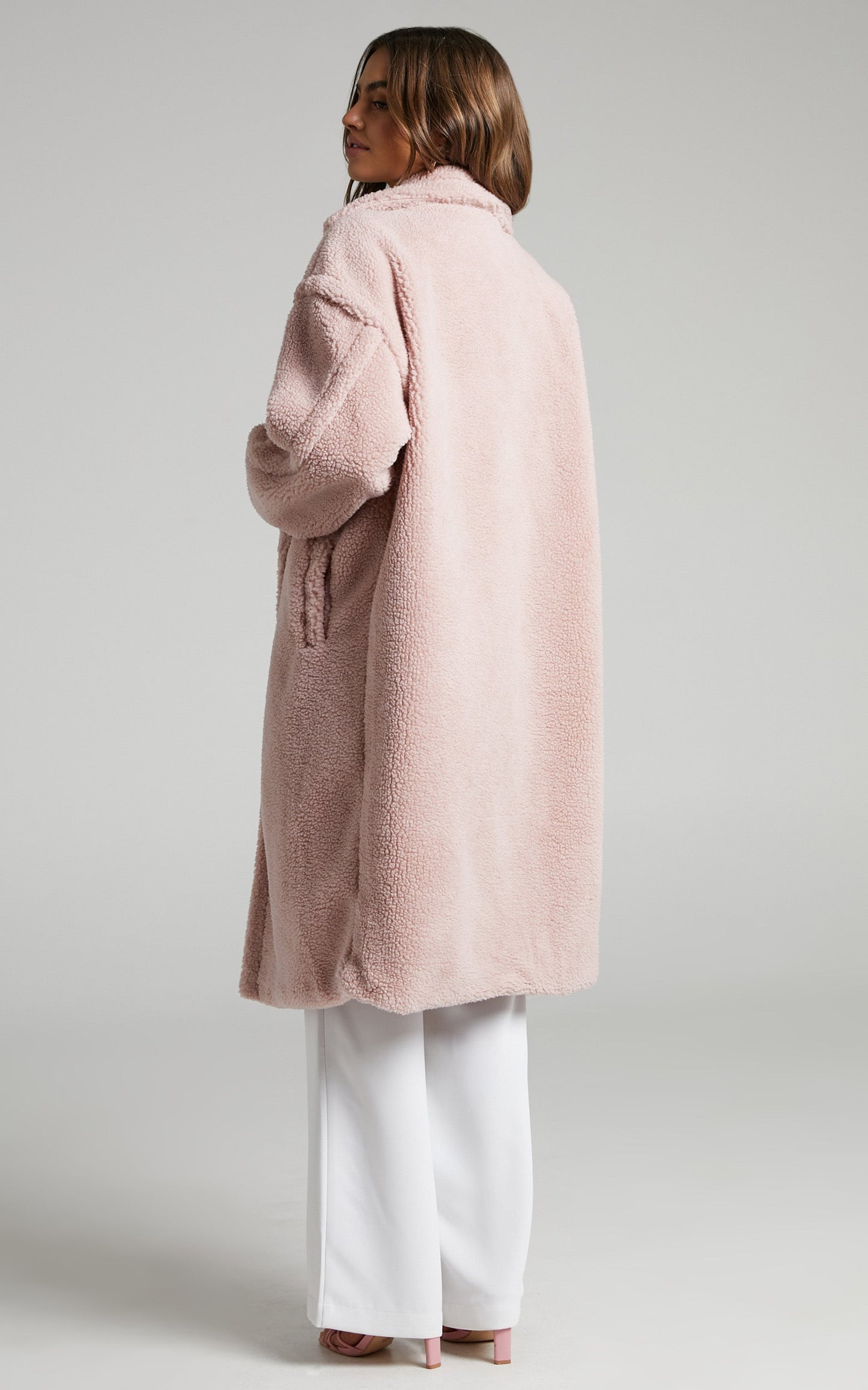 Clariece Oversized Teddy Coat in Pink
