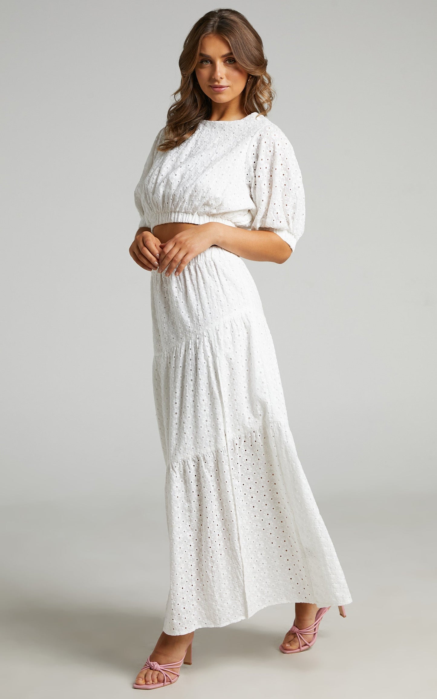 Clarita broderie anglaise Two piece set in White