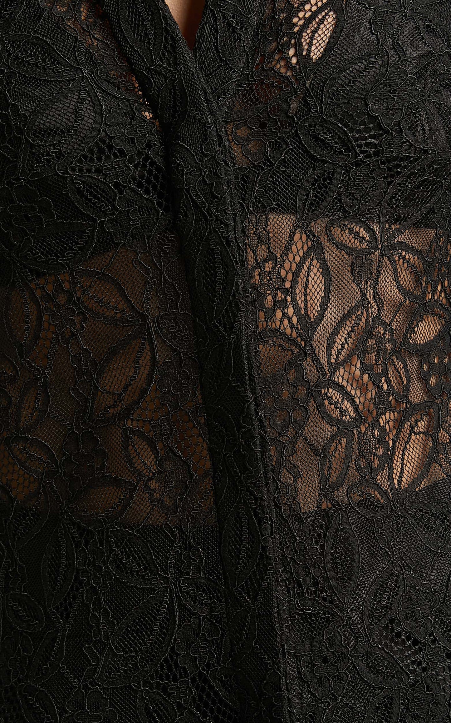 Clavera Shirt - Lace Button Front Shirt in Black
