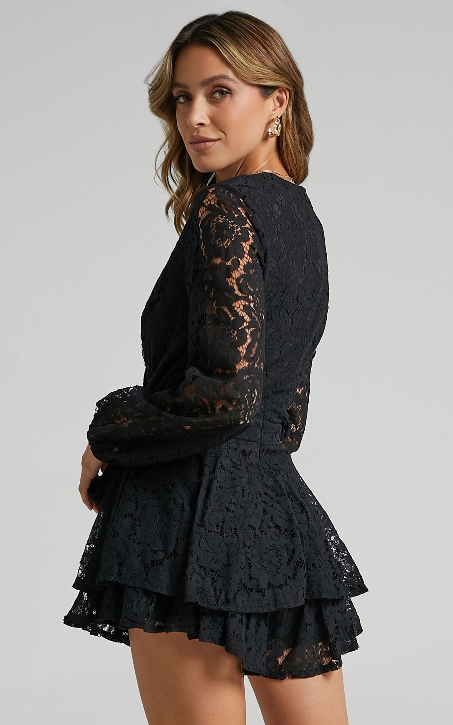 Communal Love Playsuit in Black Lace