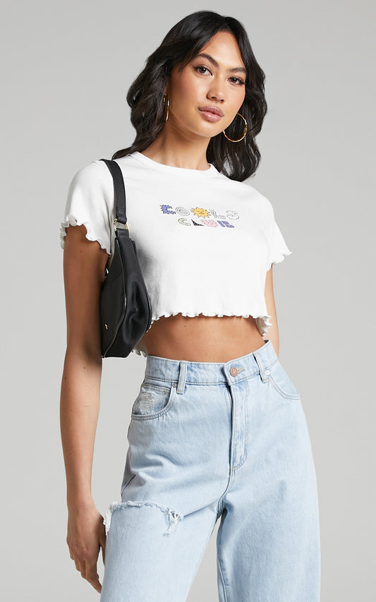 Cools Club - Lettuce Edge Dream Tee in Pearl White