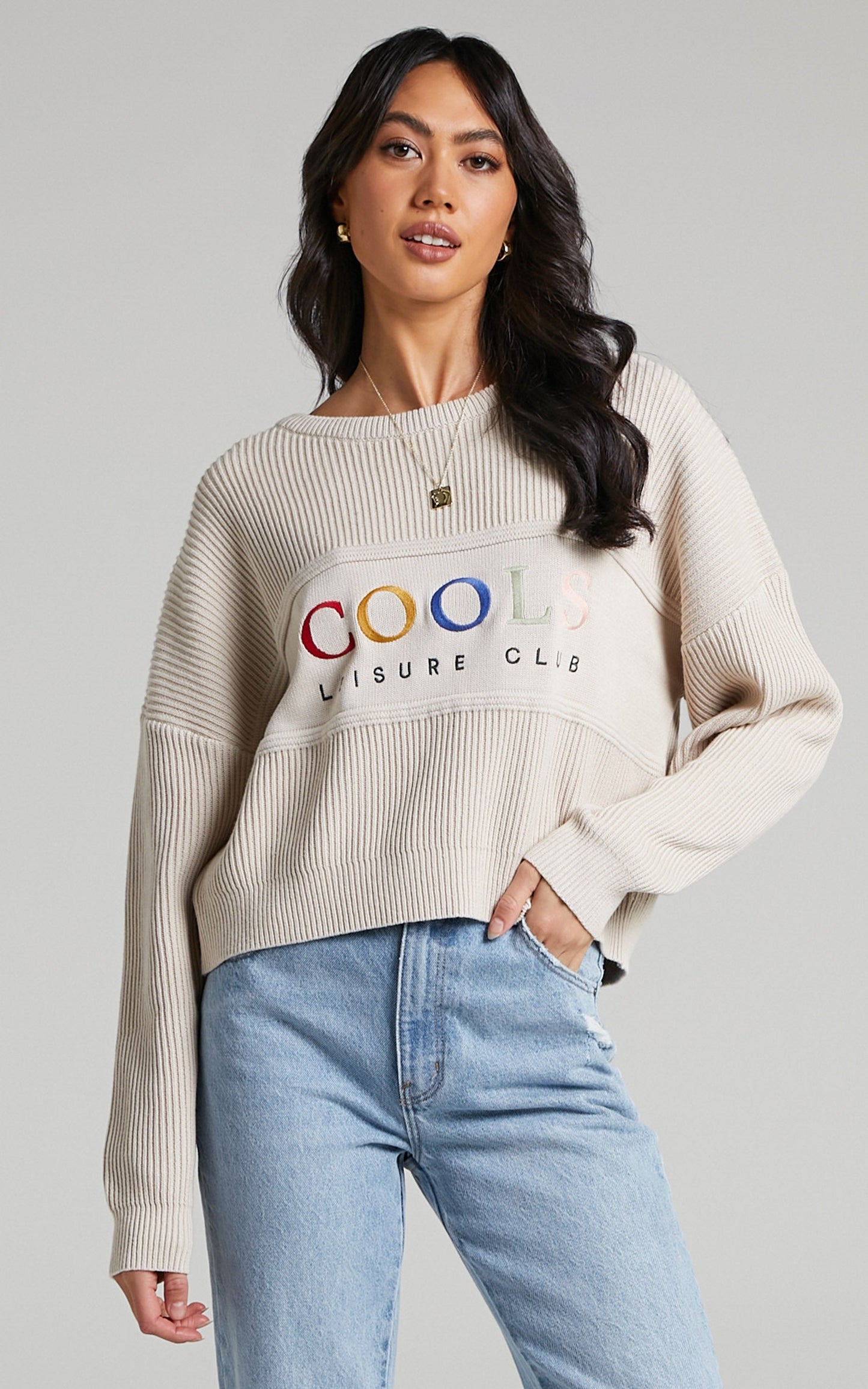 Cools Club - Leisure Club Crew Knit in Stone