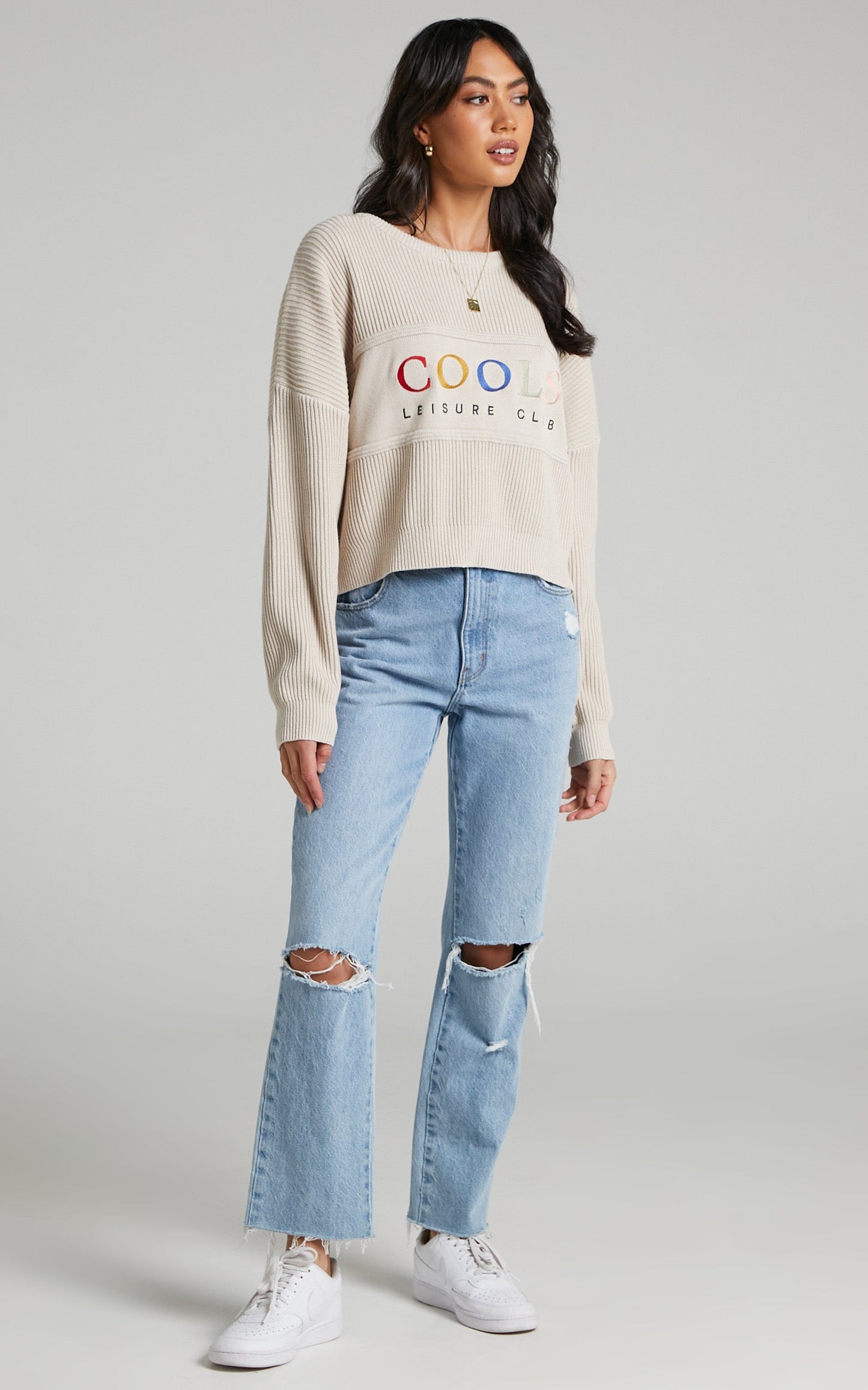Cools Club - Leisure Club Crew Knit in Stone