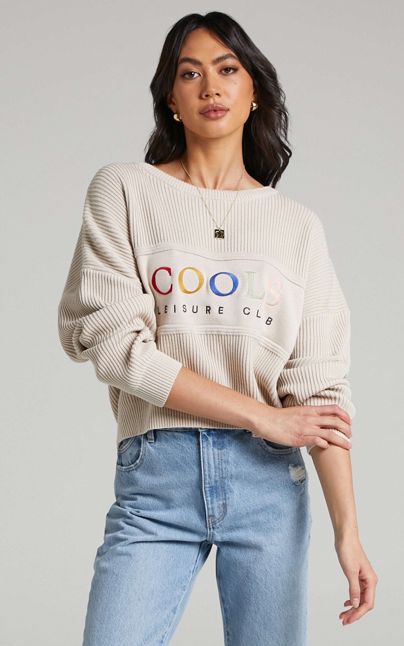 Cools Club - Leisure Club Crew Knit in Stone