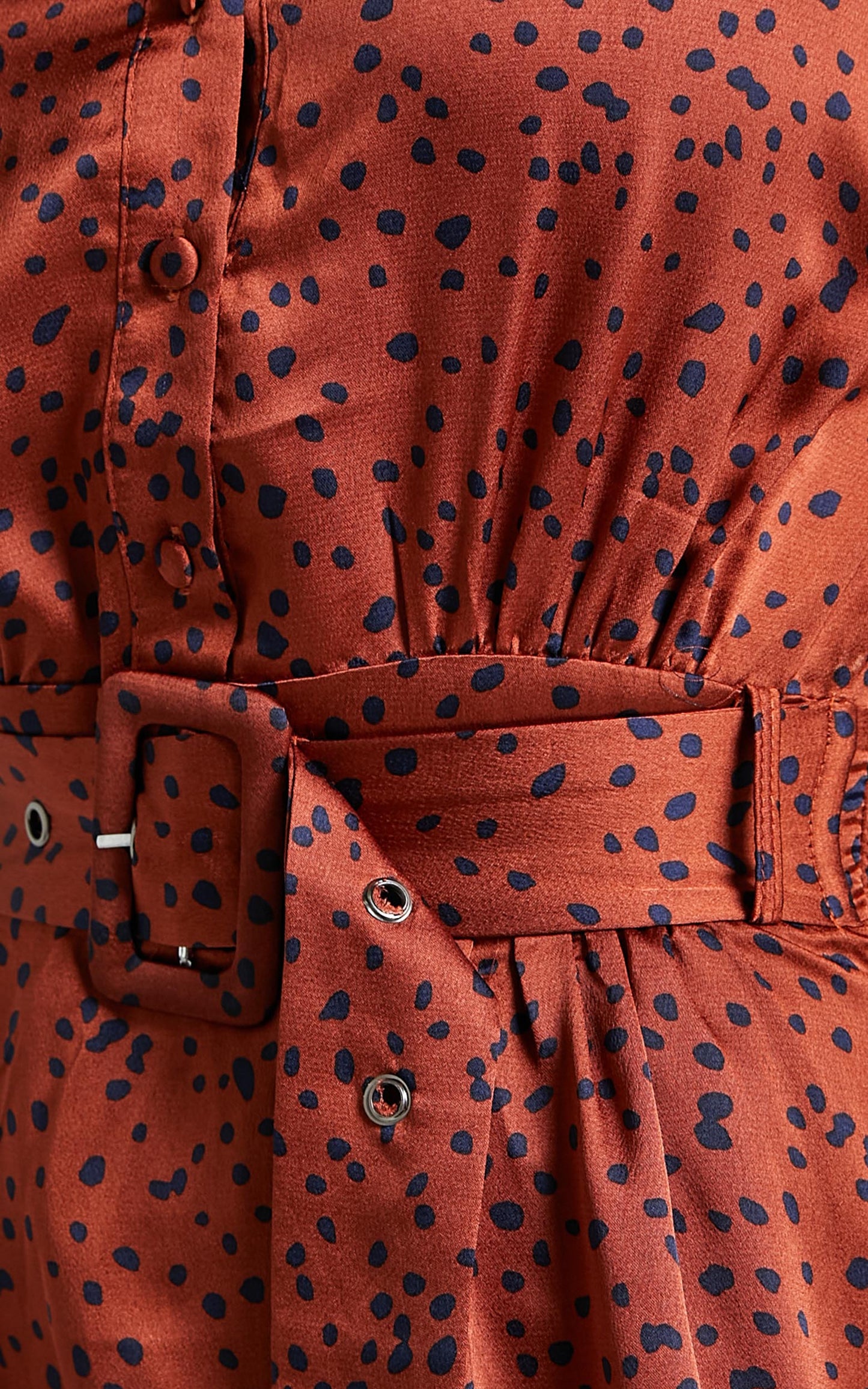 Cooma Belted Long Sleeve Collared Mini Dress in Copper Spot