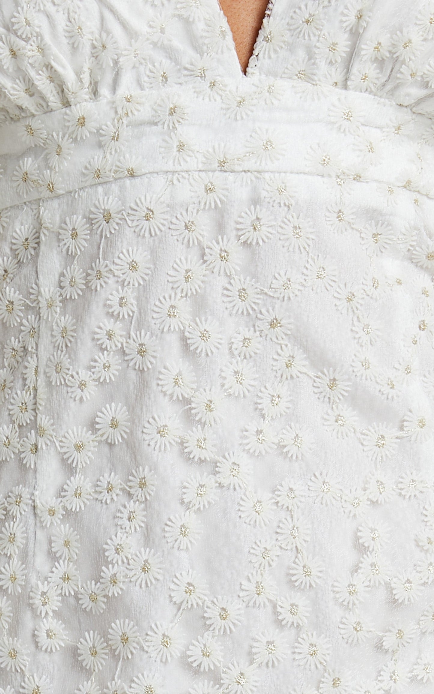 Copeland Mini Dress - Puff Sleeve V Neck Dress in White