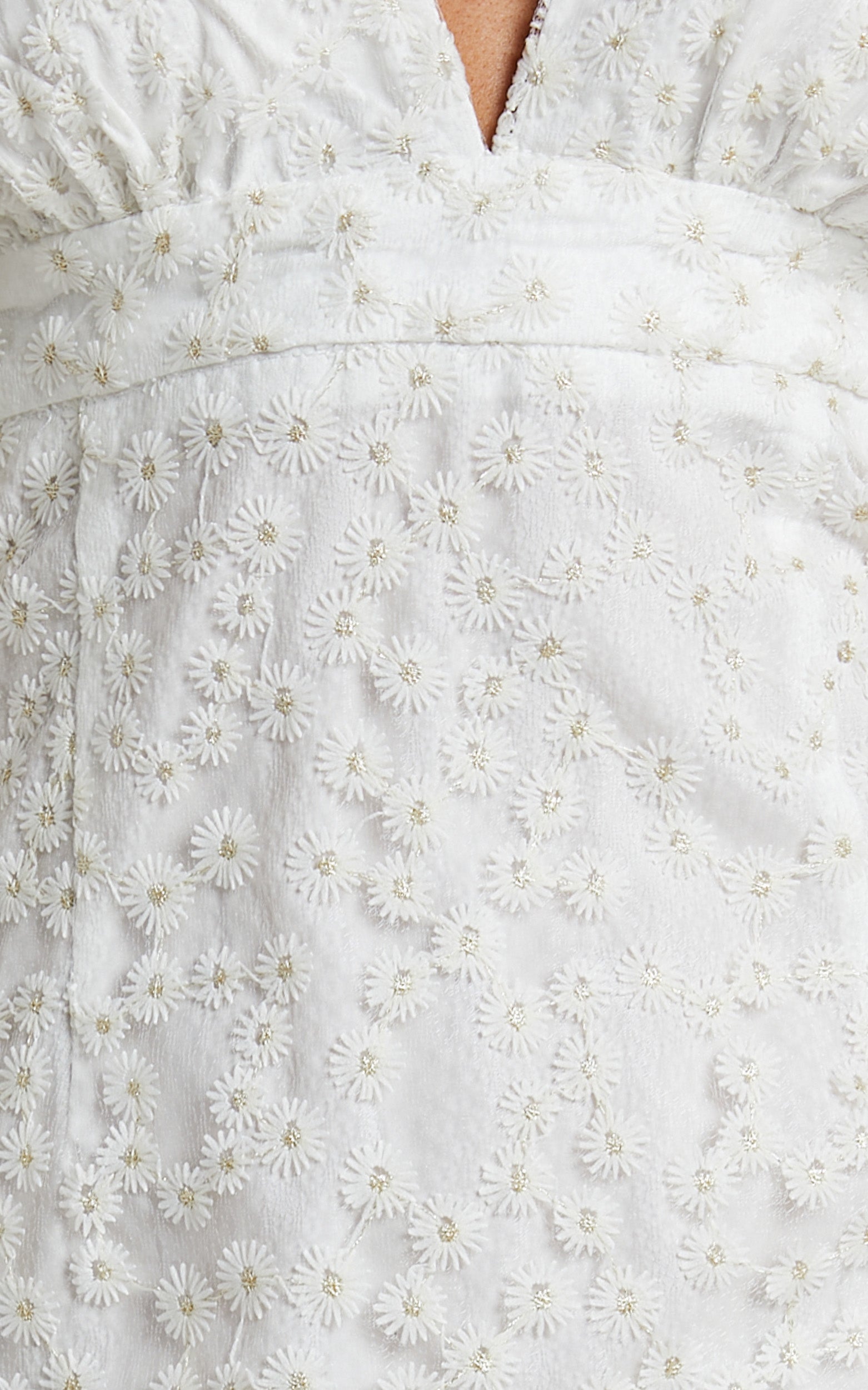 Copeland Mini Dress - Puff Sleeve V Neck Dress in White