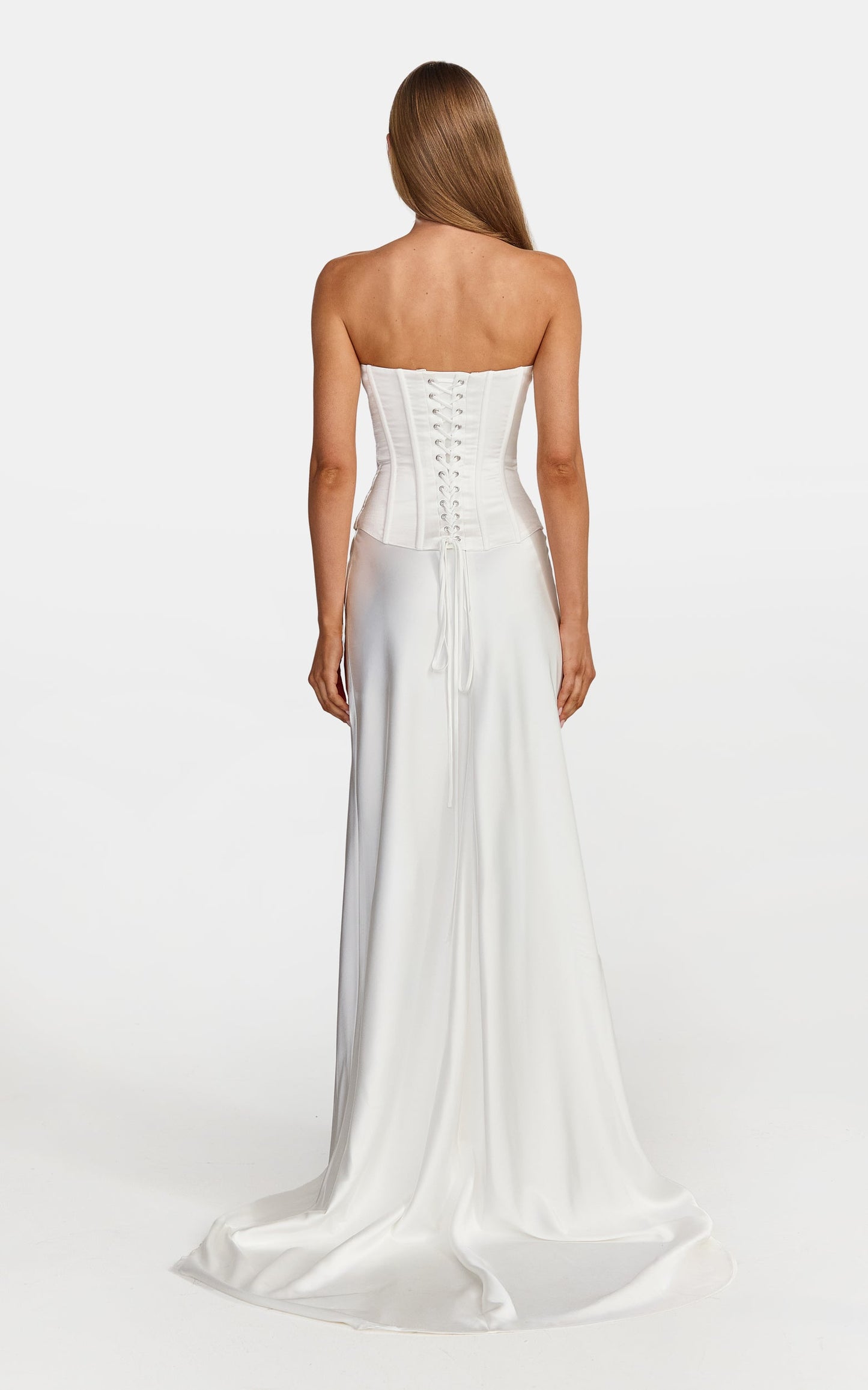 Carrie Maxi Skirt - Bias Cut Skirt With Train in White