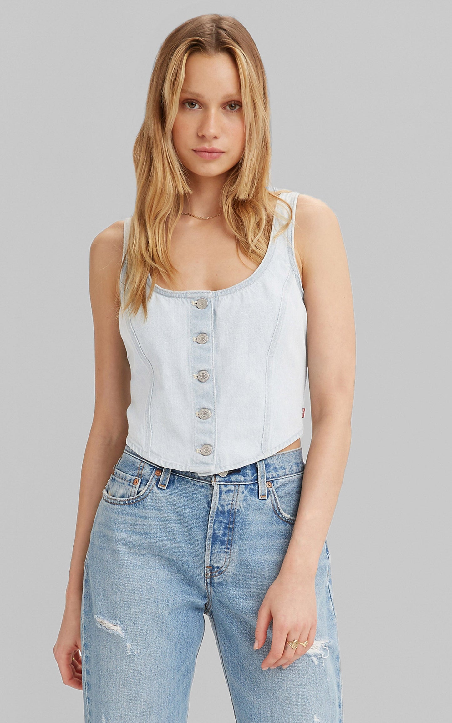 Levi's - Dani Corset Top in LIGHT SUGAR 2 - INDIGO STONEWASH