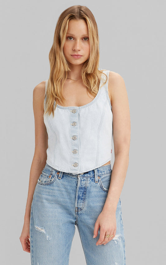 Levi's - Dani Corset Top in LIGHT SUGAR 2 - INDIGO STONEWASH