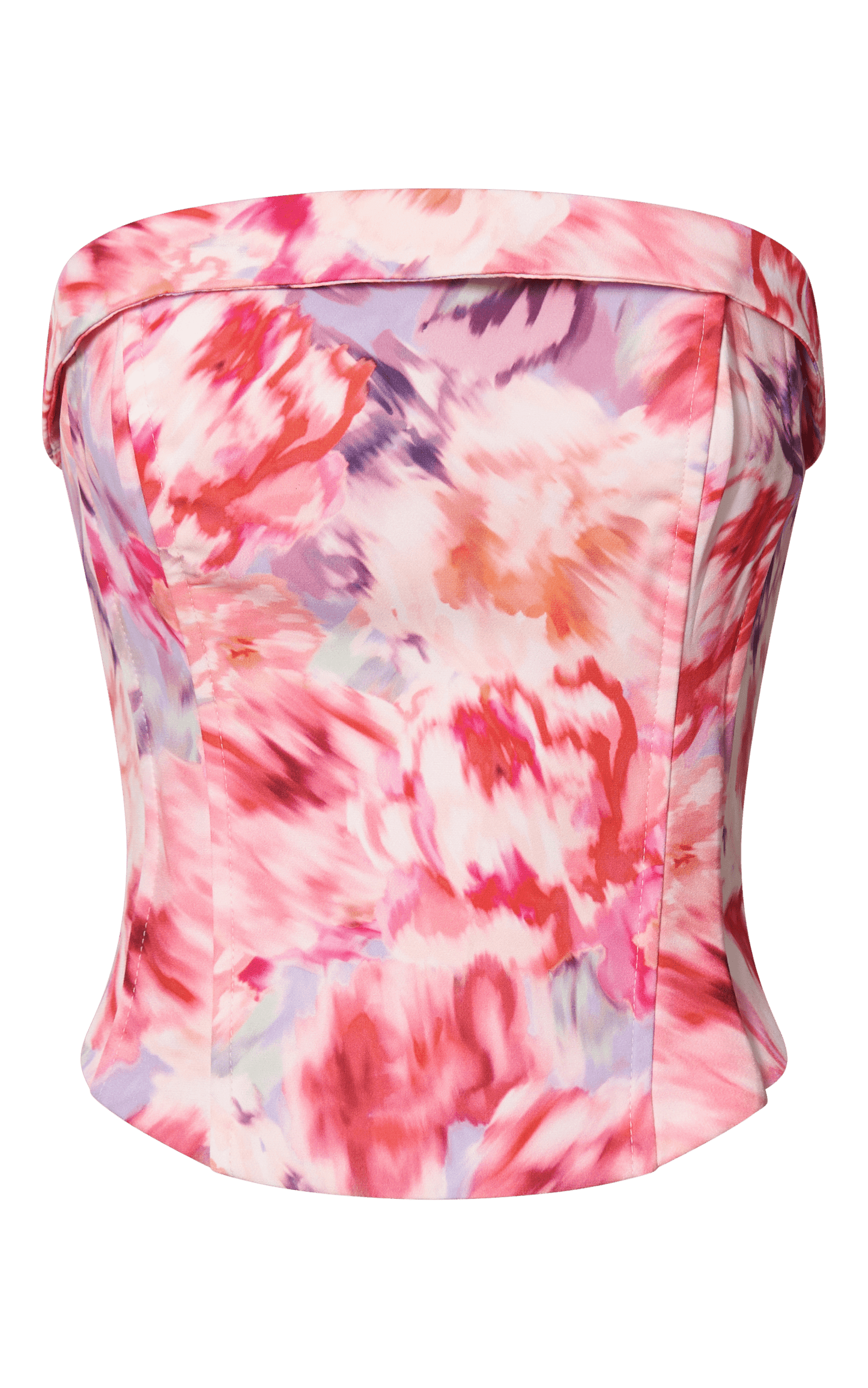 Ovanette Two Piece Set - Strapless Corset Top and Mini Skirt Two Piece Set in Blur Floral