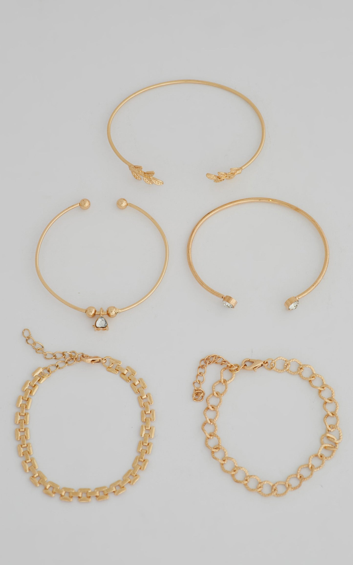 Maxima Mixed Chain Bracelet Set - Pack of 5 in Gold