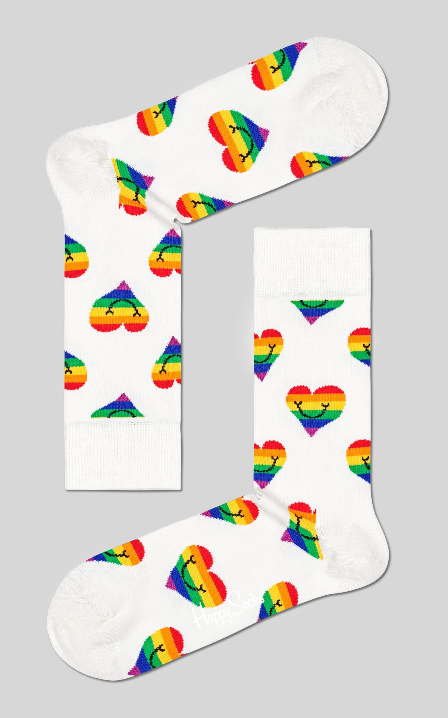 Happy Socks - Pride Heart Sock in White/Rainbow
