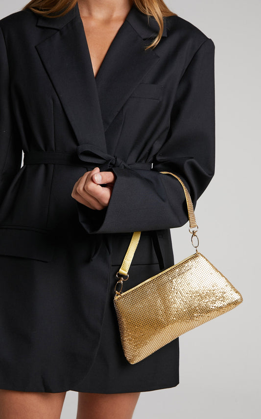 Shajara Sequin Shoulder Bag in Gold