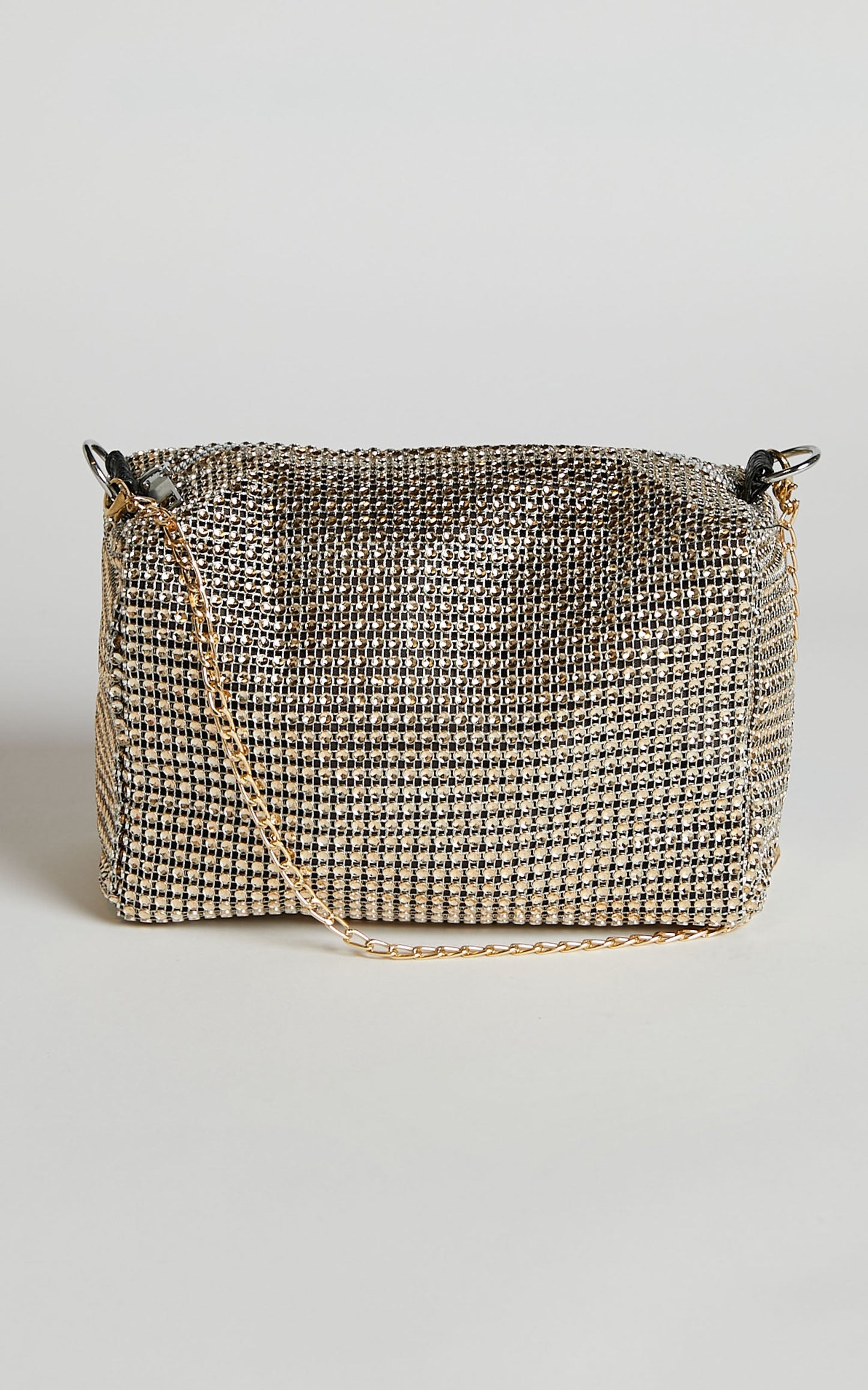 Zephira Gold Chain Strap Diamante Bag in Gold