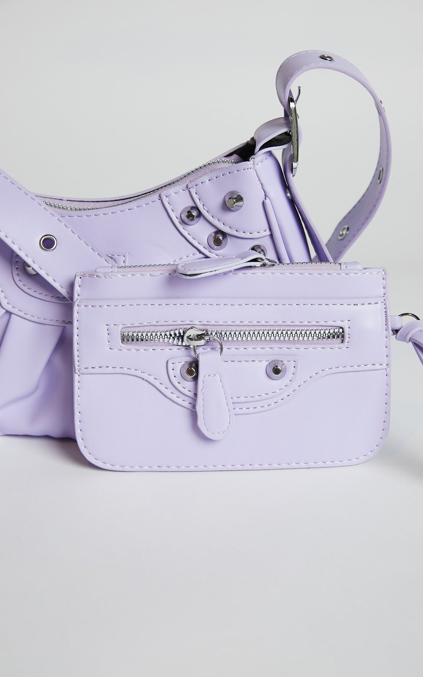 Zipporah Bag - Silver Stud Detail Crossbody Bag in Purple