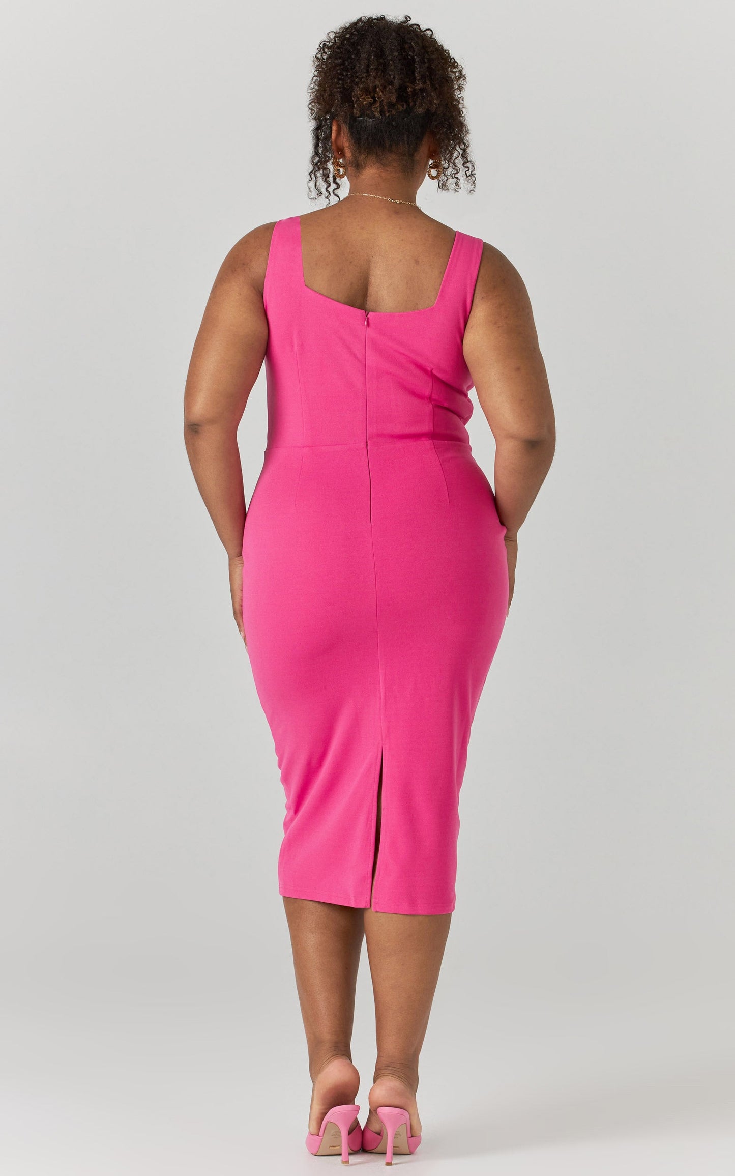 Coyote Twist Detail Midi Dress in Pink