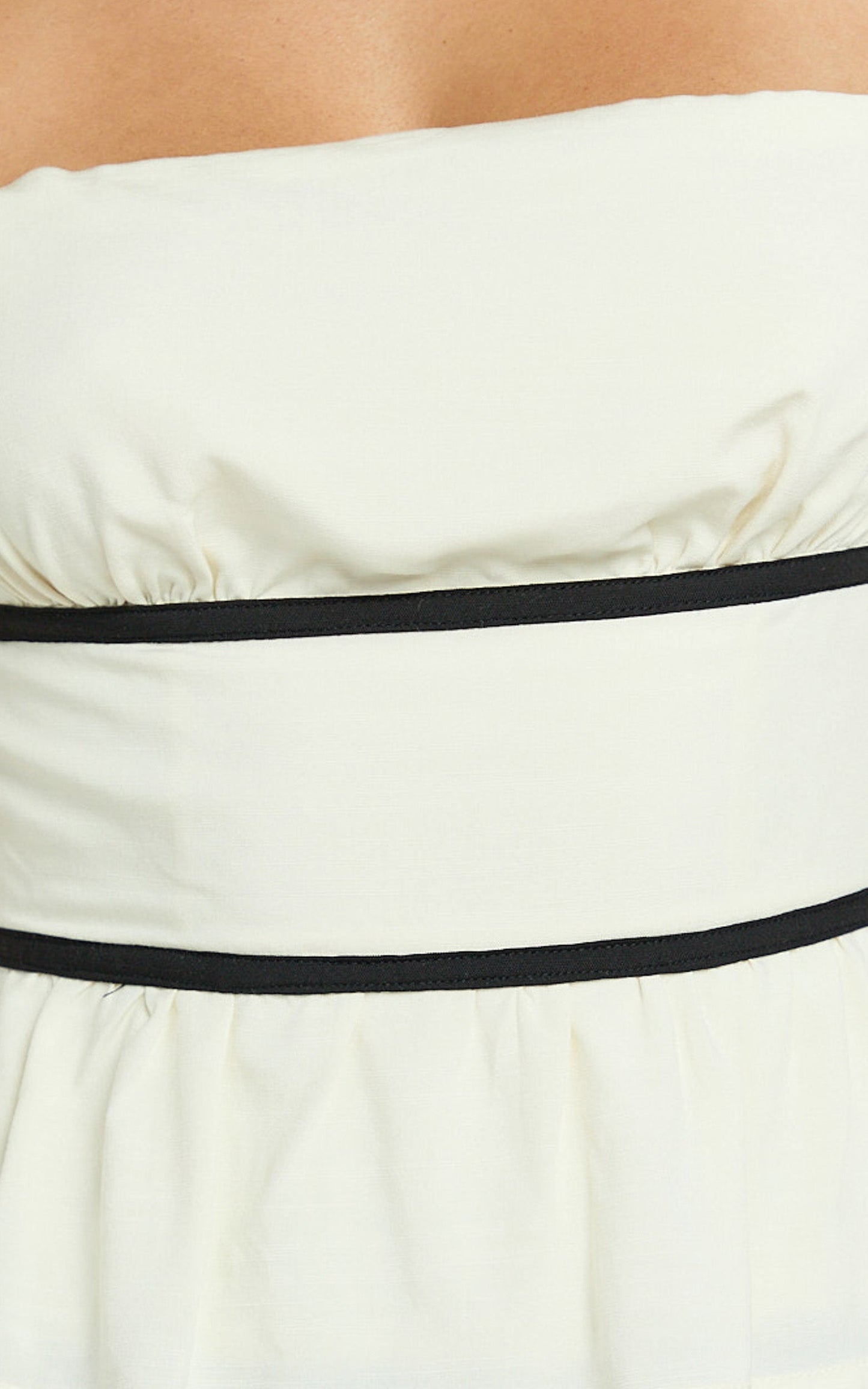 Danbury Top - Strappy Peplum Crop Top in Cream