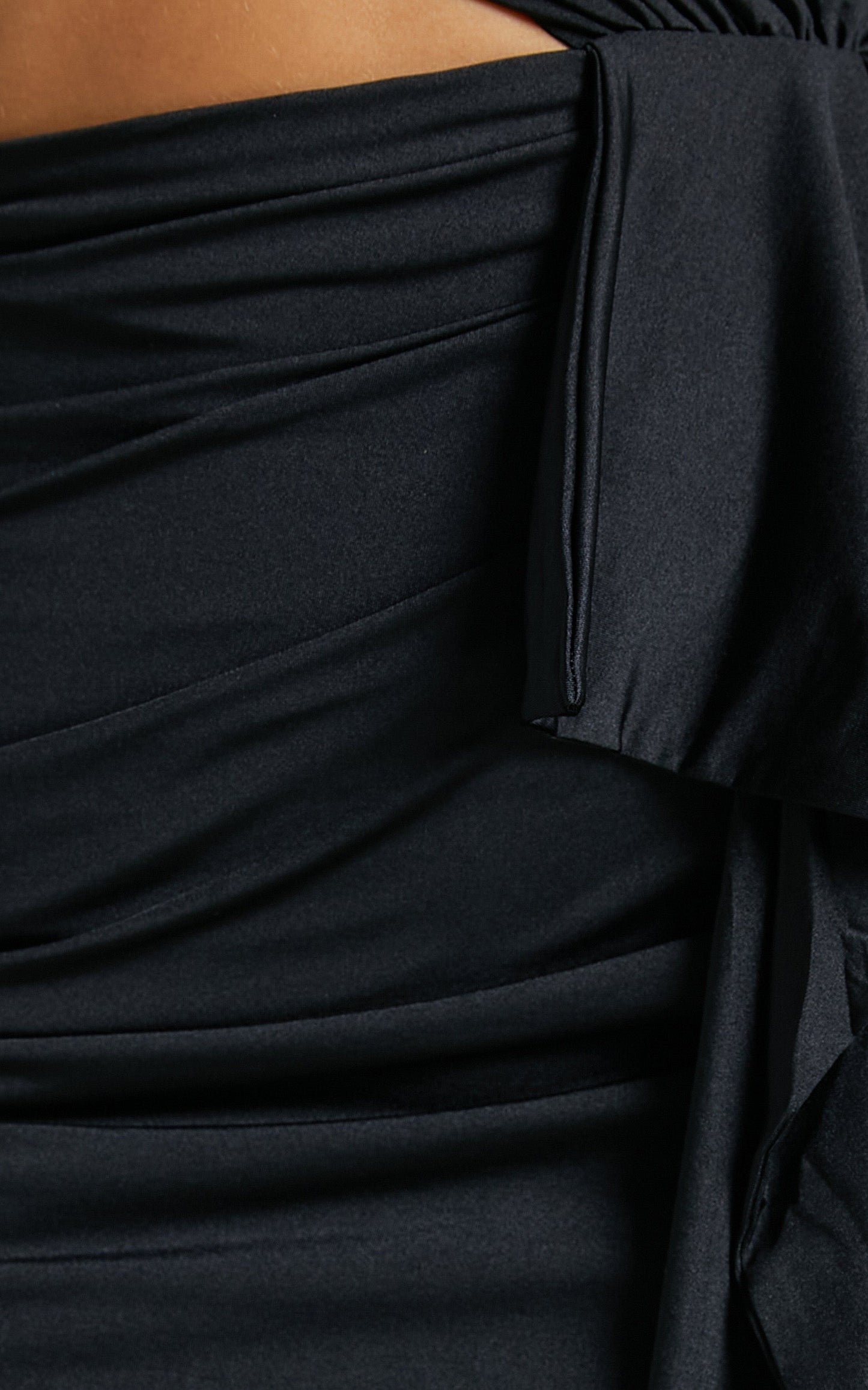 Danniela One Shoulder Drape Mini Dress in Black