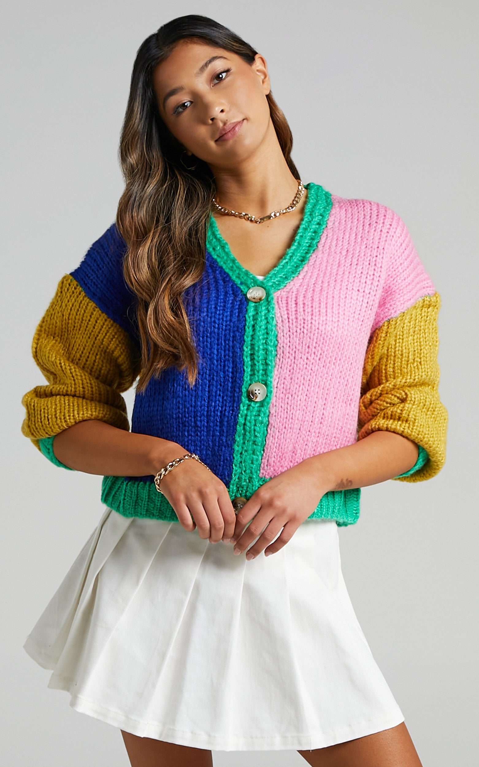 Dante Button Up Knit Cardigan in Multi