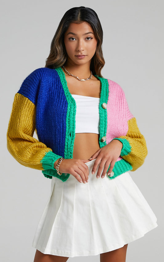 Dante Button Up Knit Cardigan in Multi
