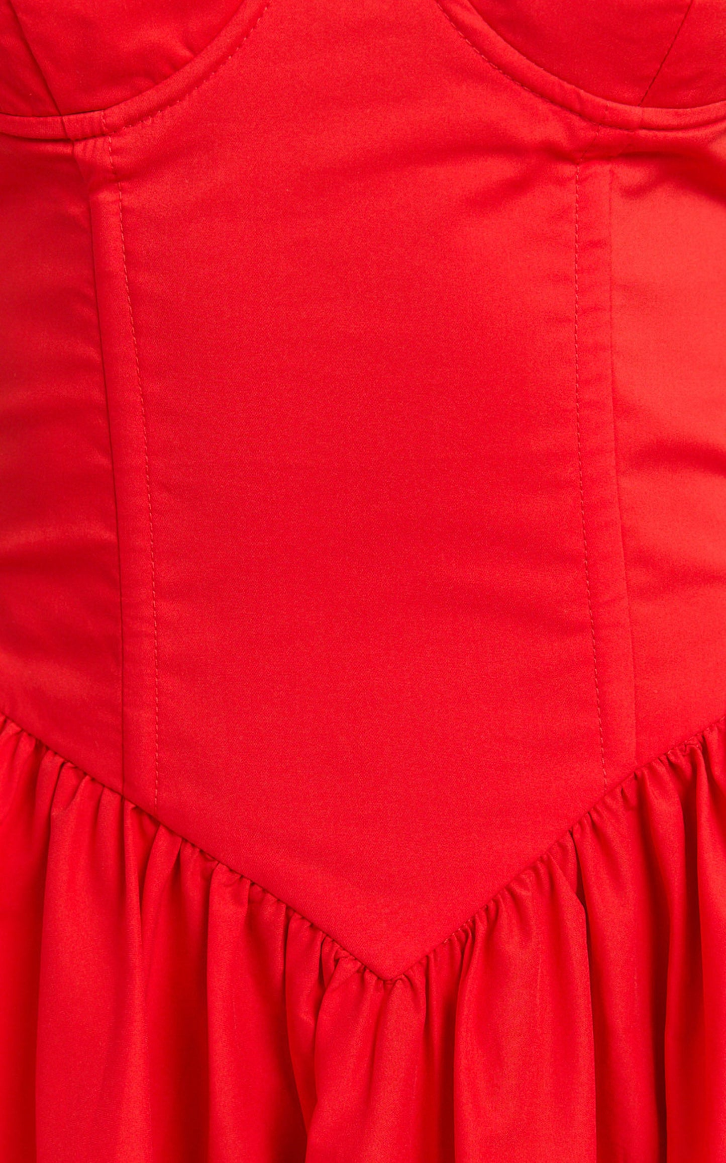 Daria Midi Dress - Strapless Corset Gathered Dress in Red