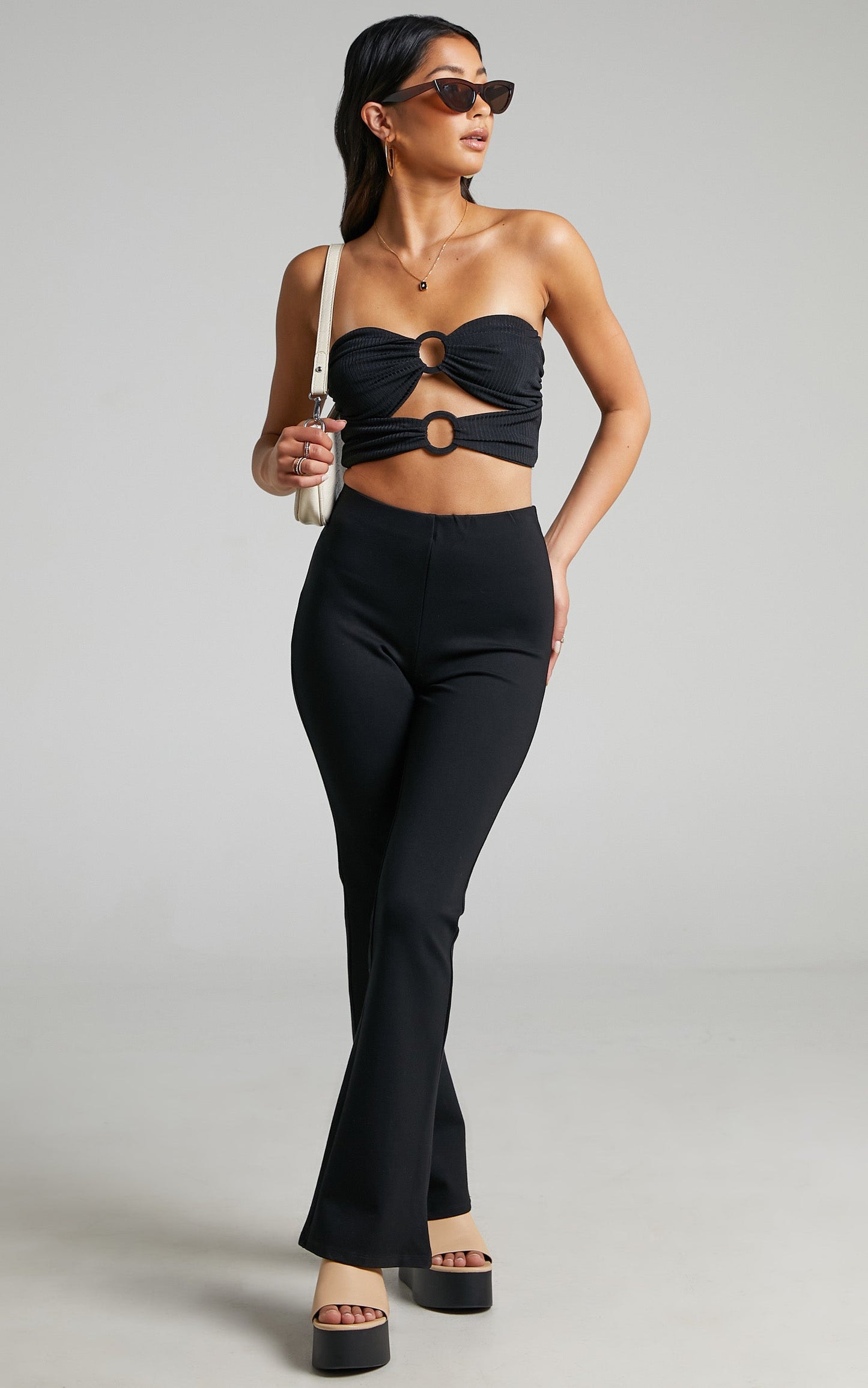 Darlene cut out crop in Black