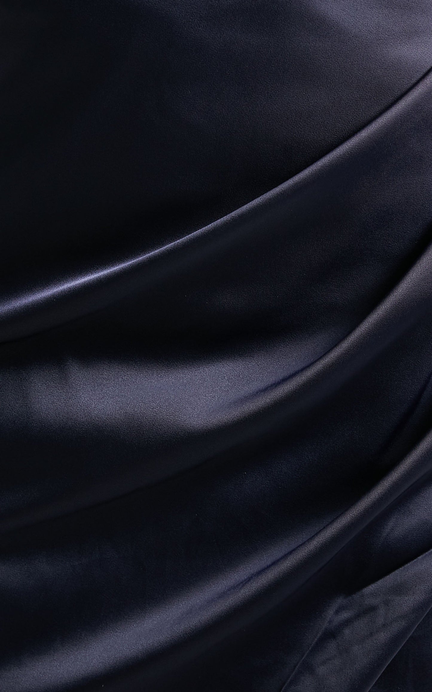 Dazzling Lights Midi Dress - Cowl Neck Draped Dress in Navy Satin