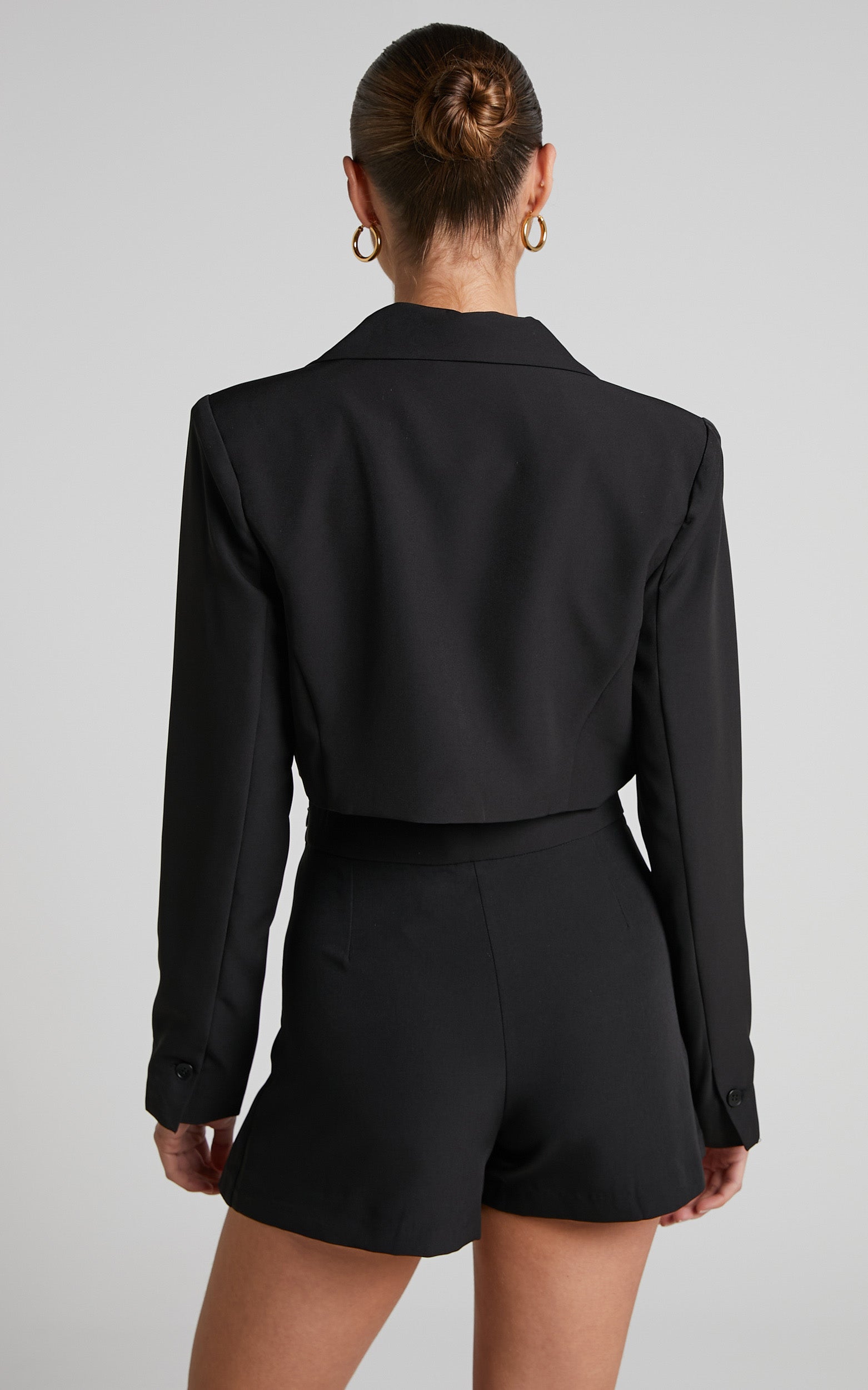 Denali Two Piece Set - Cropped Blazer and Mini Skort in Black