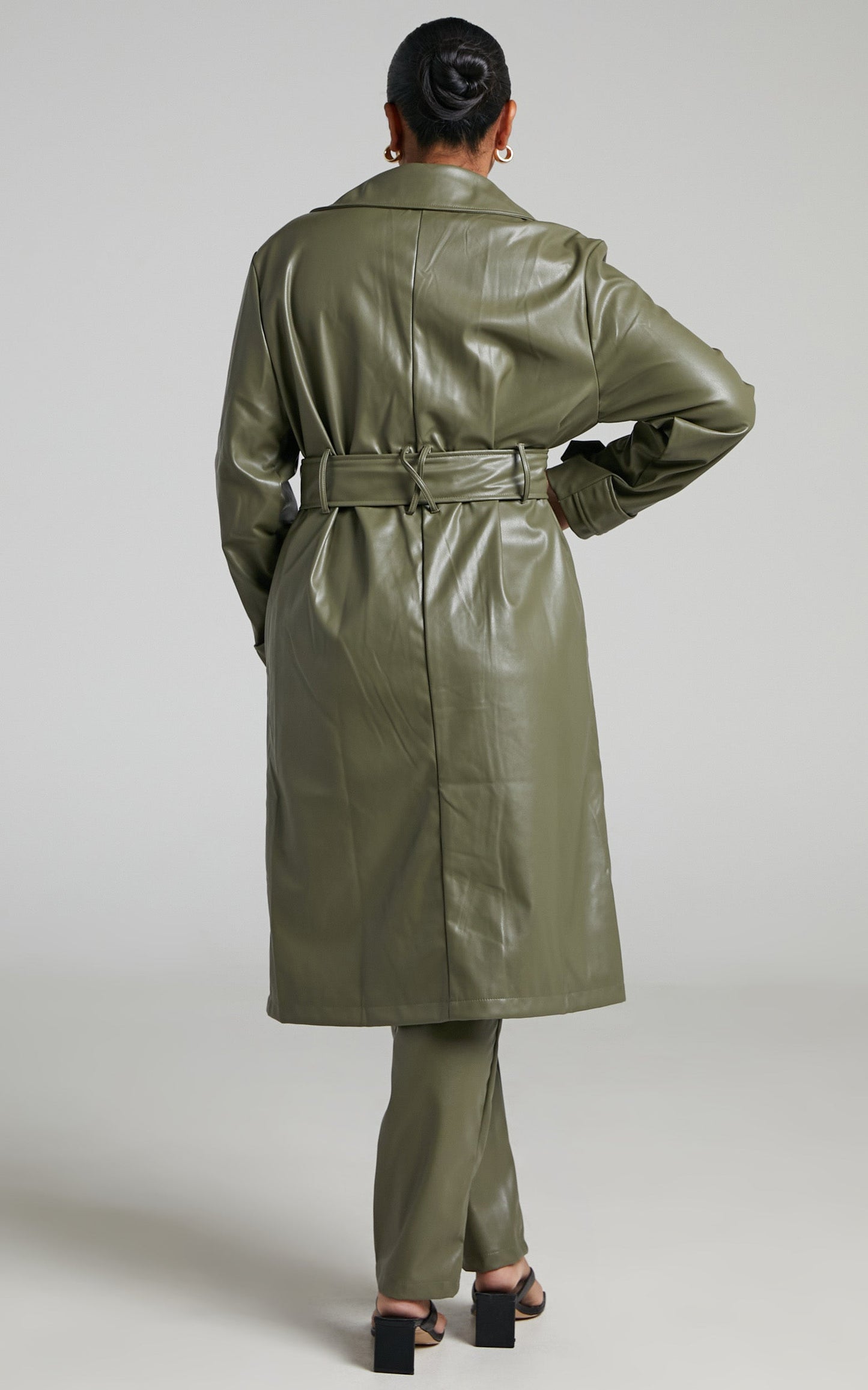 Desdemona Coat - Belted Trench Coat in OLIVE