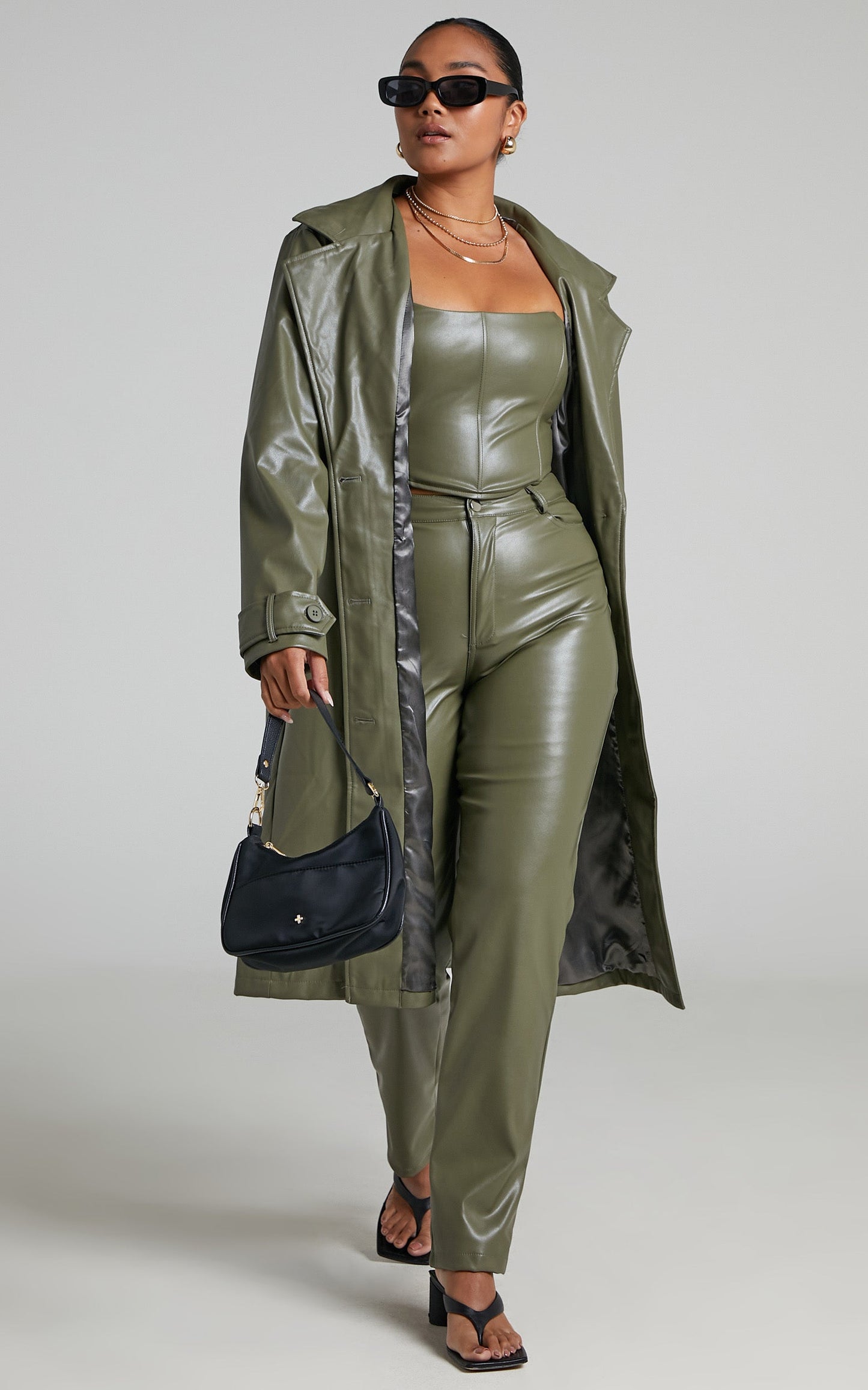 Desdemona Coat - Belted Trench Coat in OLIVE