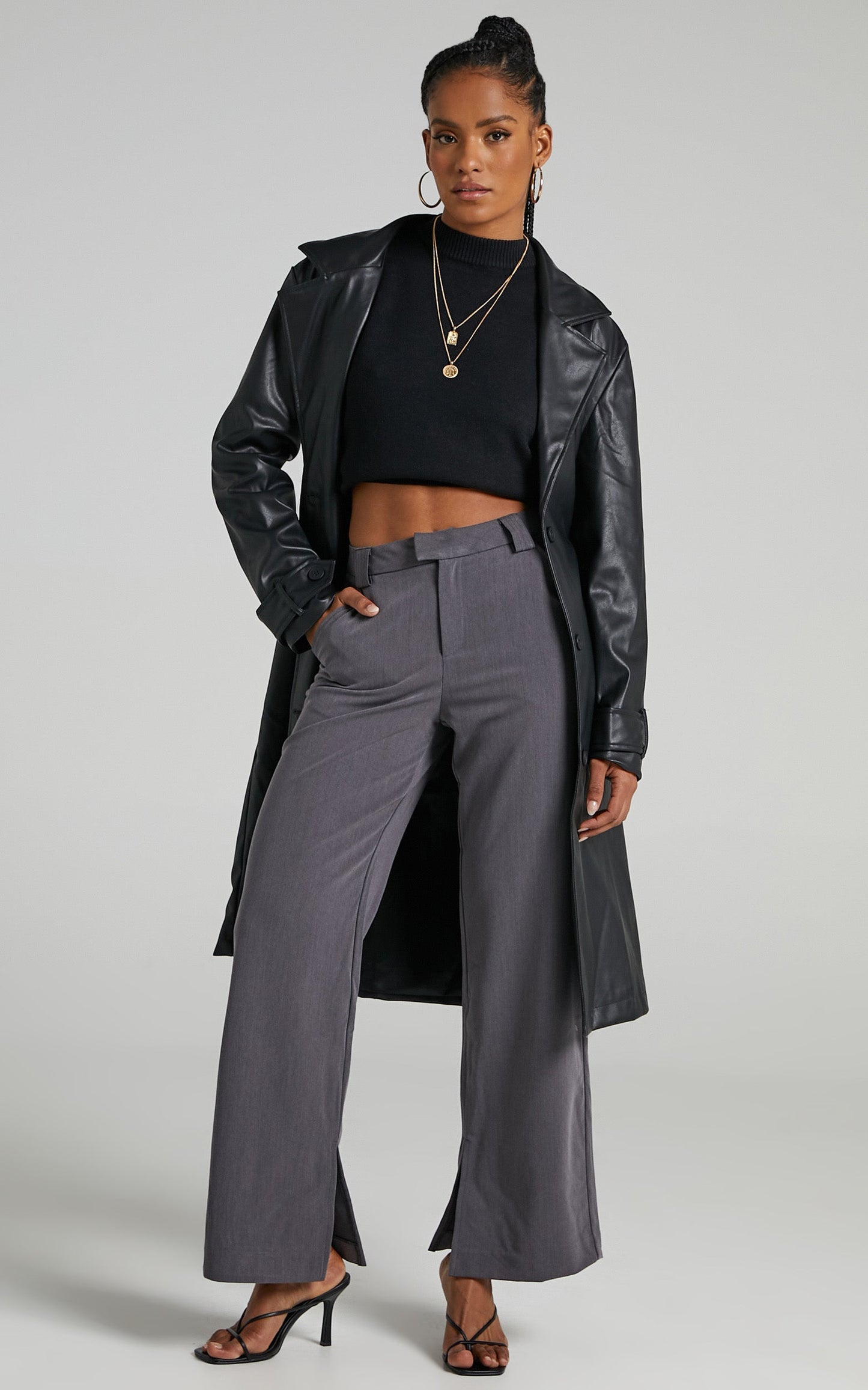 Desdemona Coat - Belted Trench Coat in Black